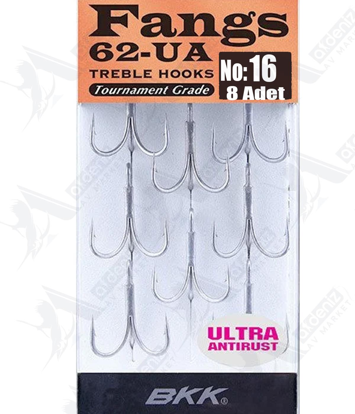 BKK Fangs-62 UA Üçlü Olta İğnesi 8'li Paket No:16BKK