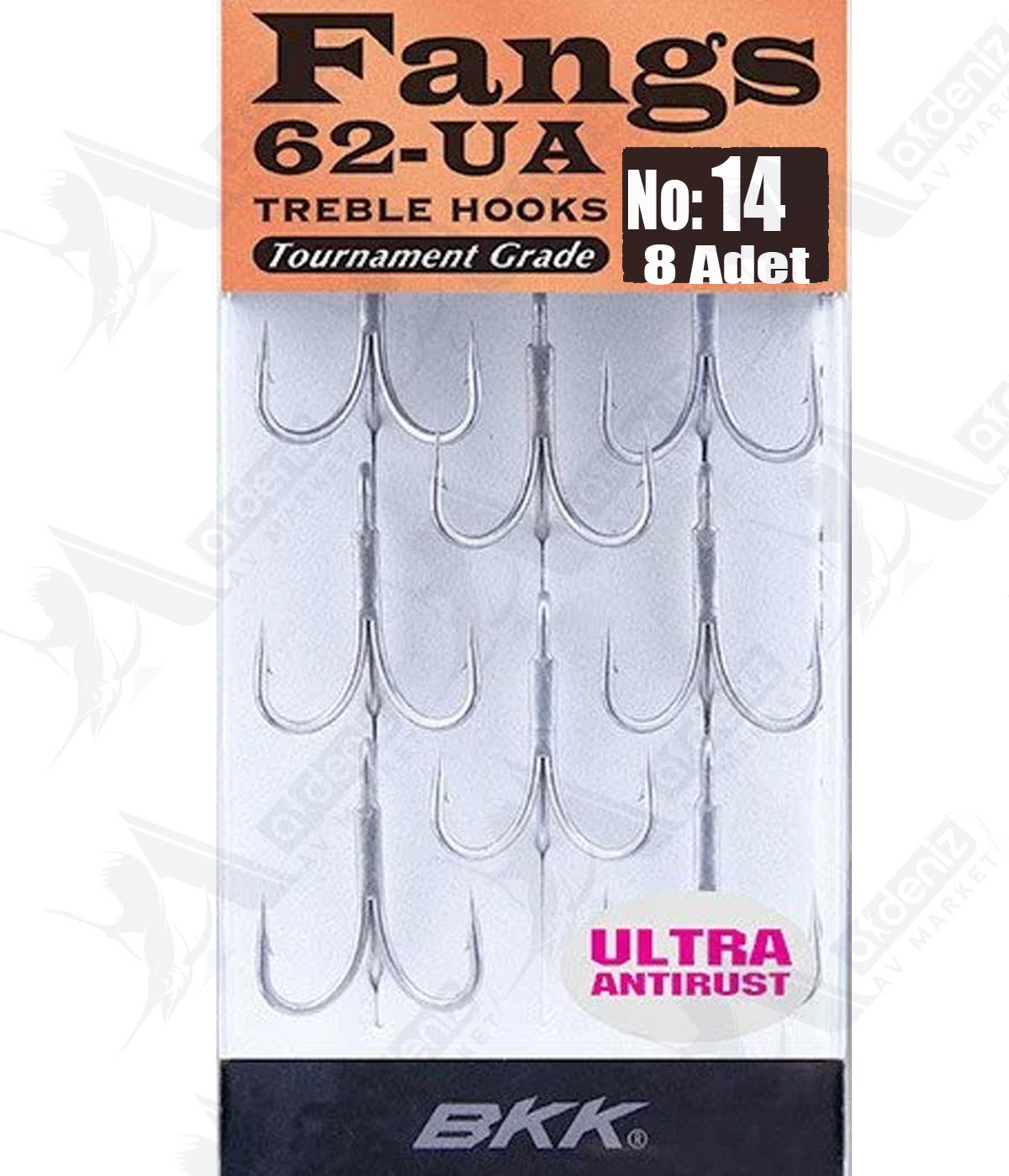 BKK Fangs-62 UA Üçlü Olta İğnesi 8'li Paket No:14BKK
