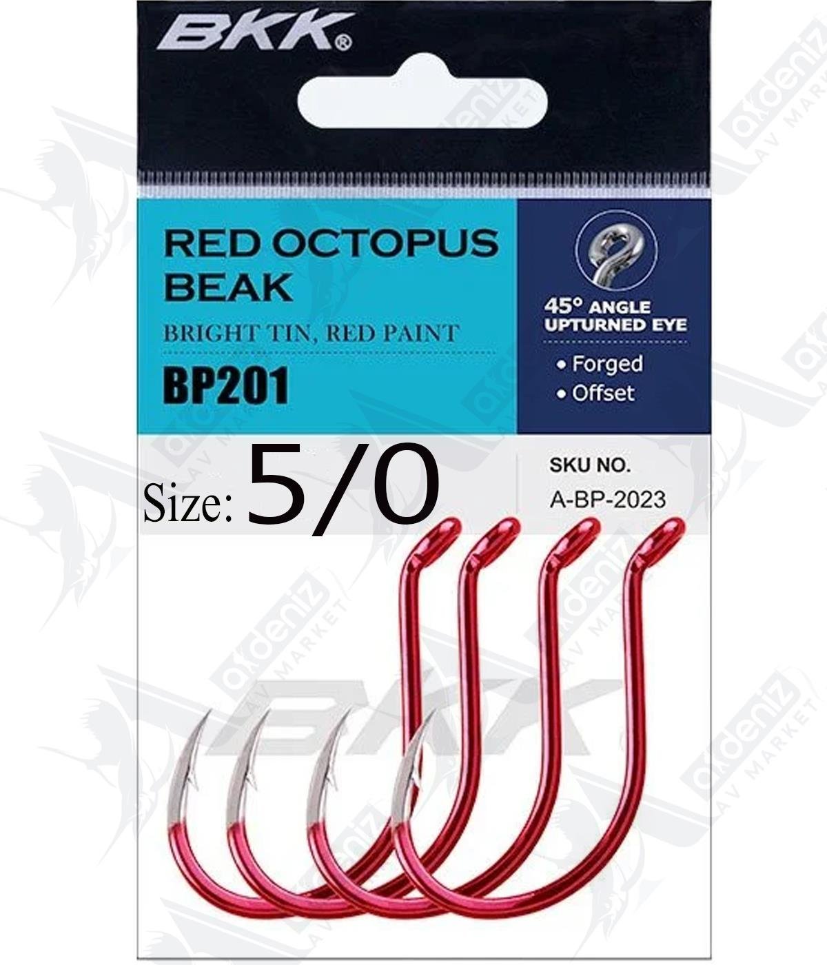 BKK Red Octopus Beak Olta İğnesi 5'li Paket No:5/0BKK