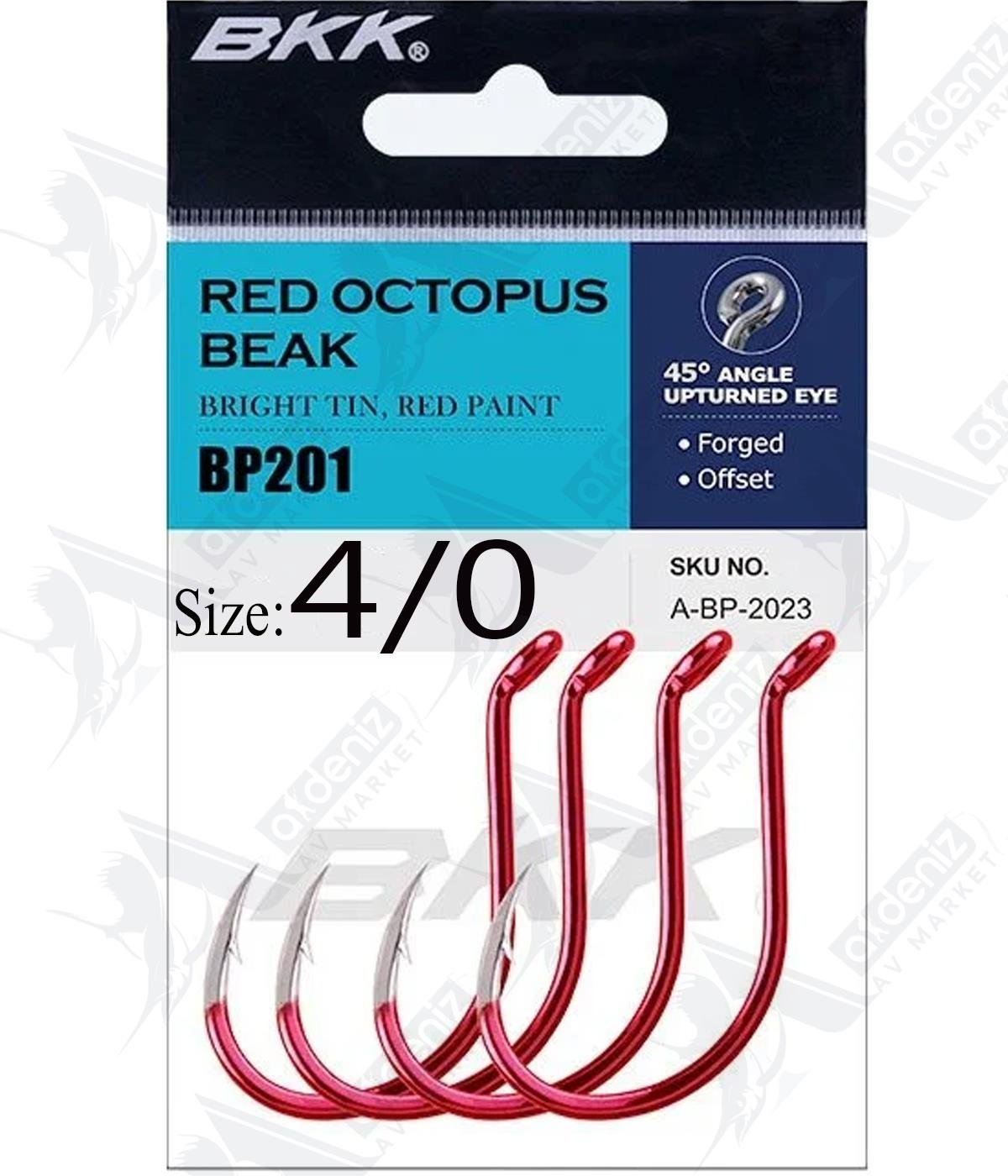 BKK Red Octopus Beak Olta İğnesi 5'li Paket No:4/0BKK