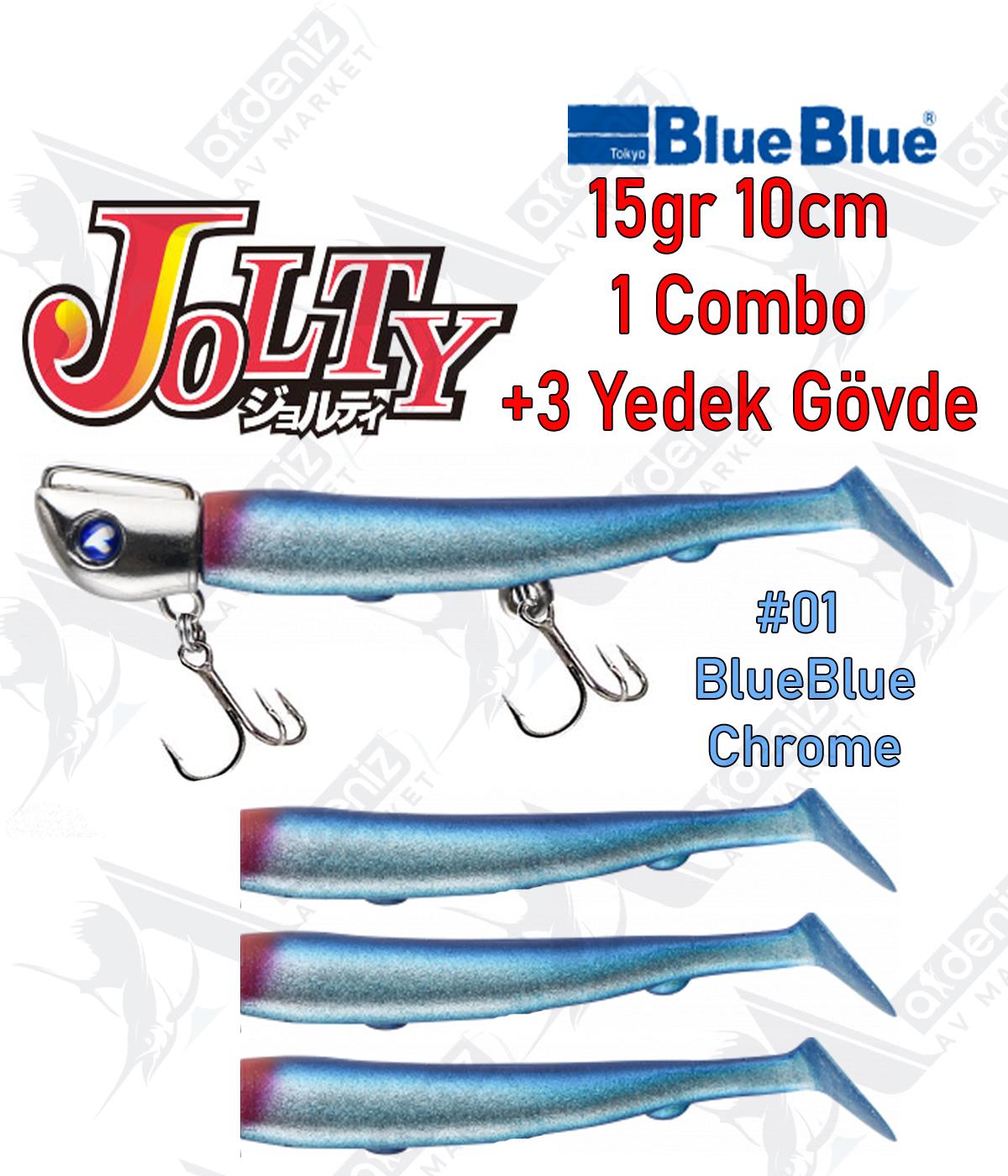 BlueBlue Jolty 15gr 10cm (1 Combo +3 Body) Silikon Yem Color:01BLUEBLUE