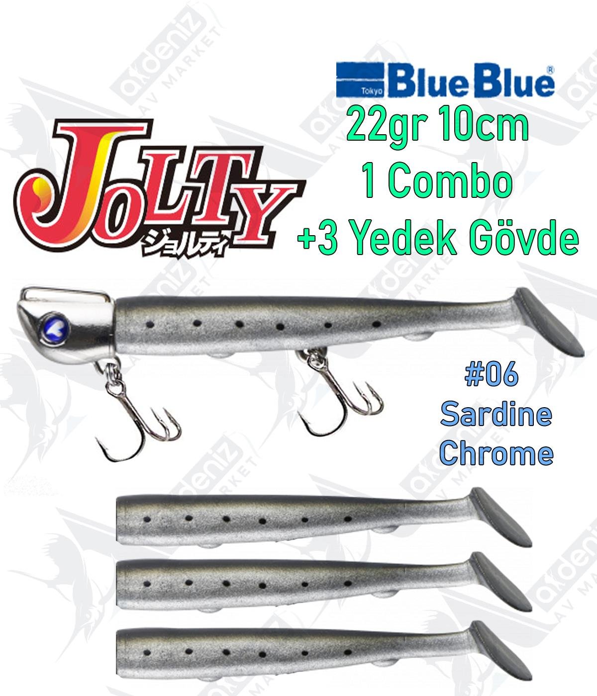BlueBlue Jolty 22gr 10cm (1 Combo +3 Body) Silikon Yem Color:06BLUEBLUE
