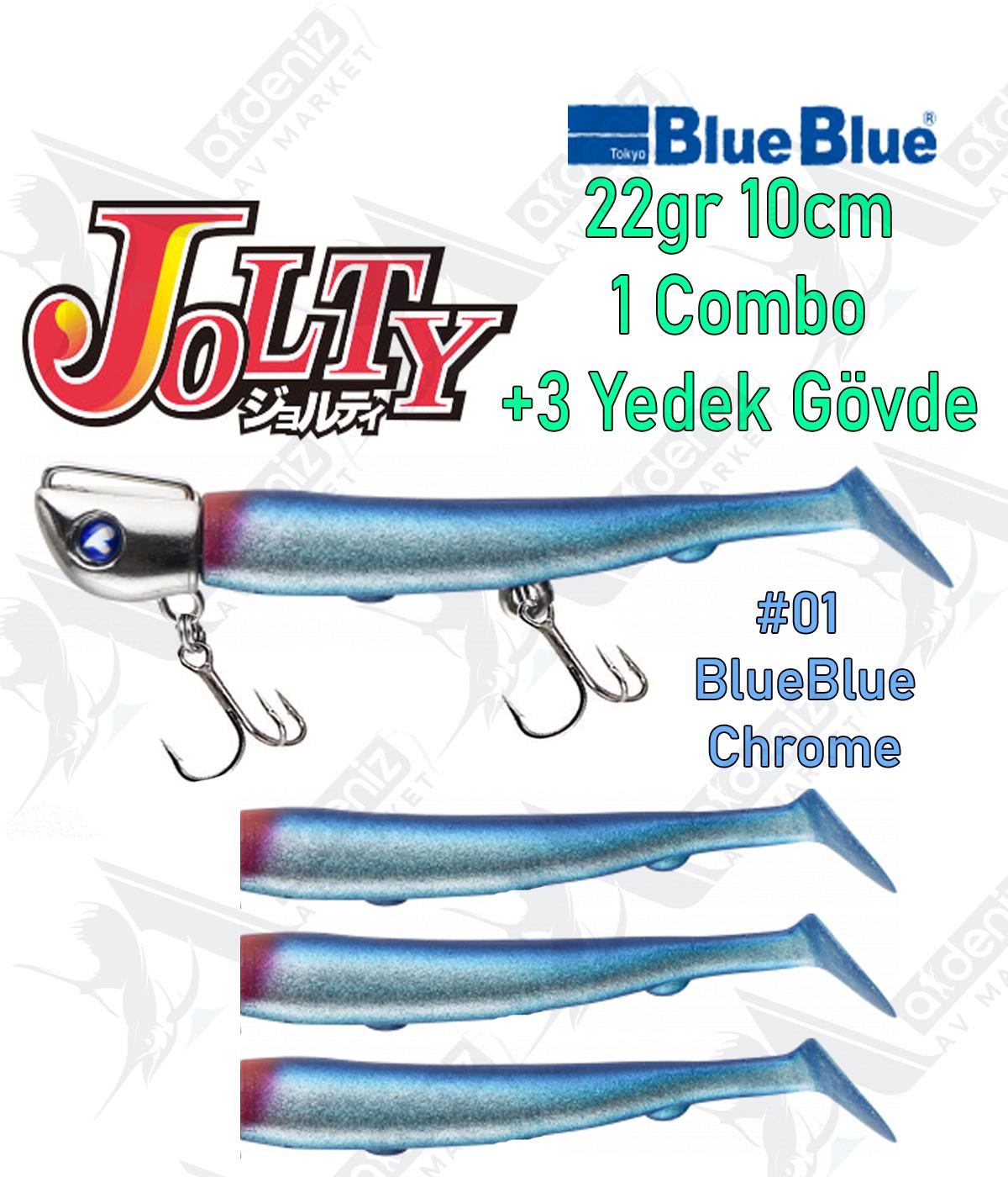 BlueBlue Jolty 22gr 10cm (1 Combo +3 Body) Silikon Yem Color:01BLUEBLUE