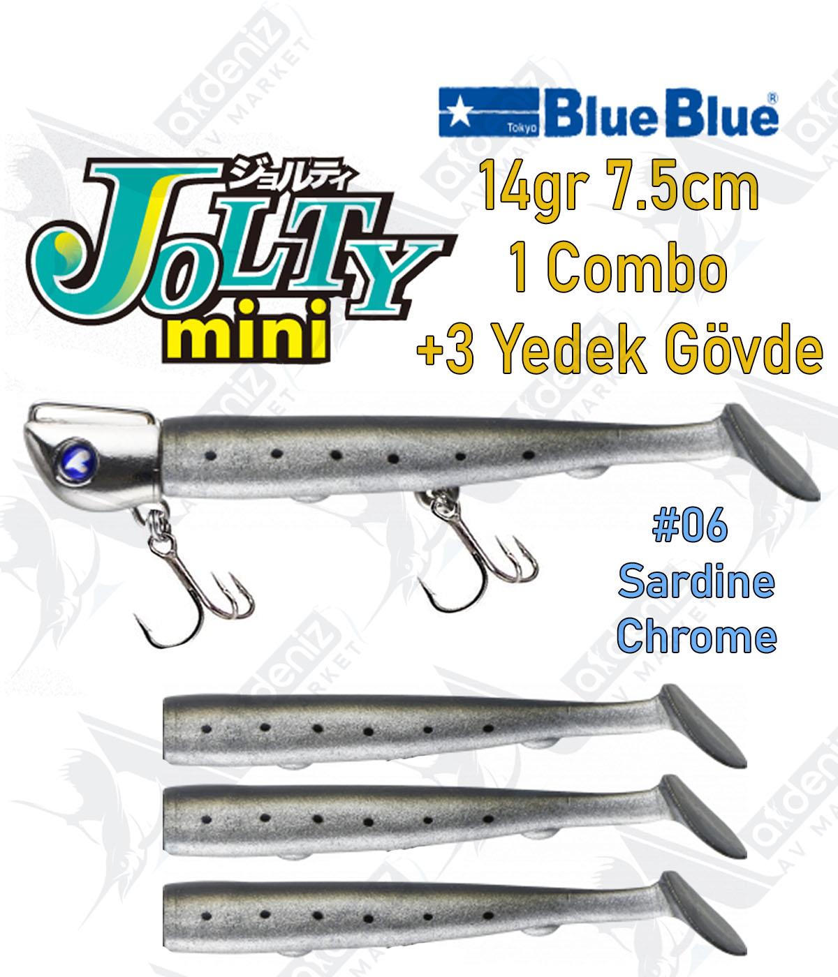 BlueBlue Jolty Mini 14gr 7,6cm (1 Combo +3 Body) Silikon Yem Color:06BLUEBLUE