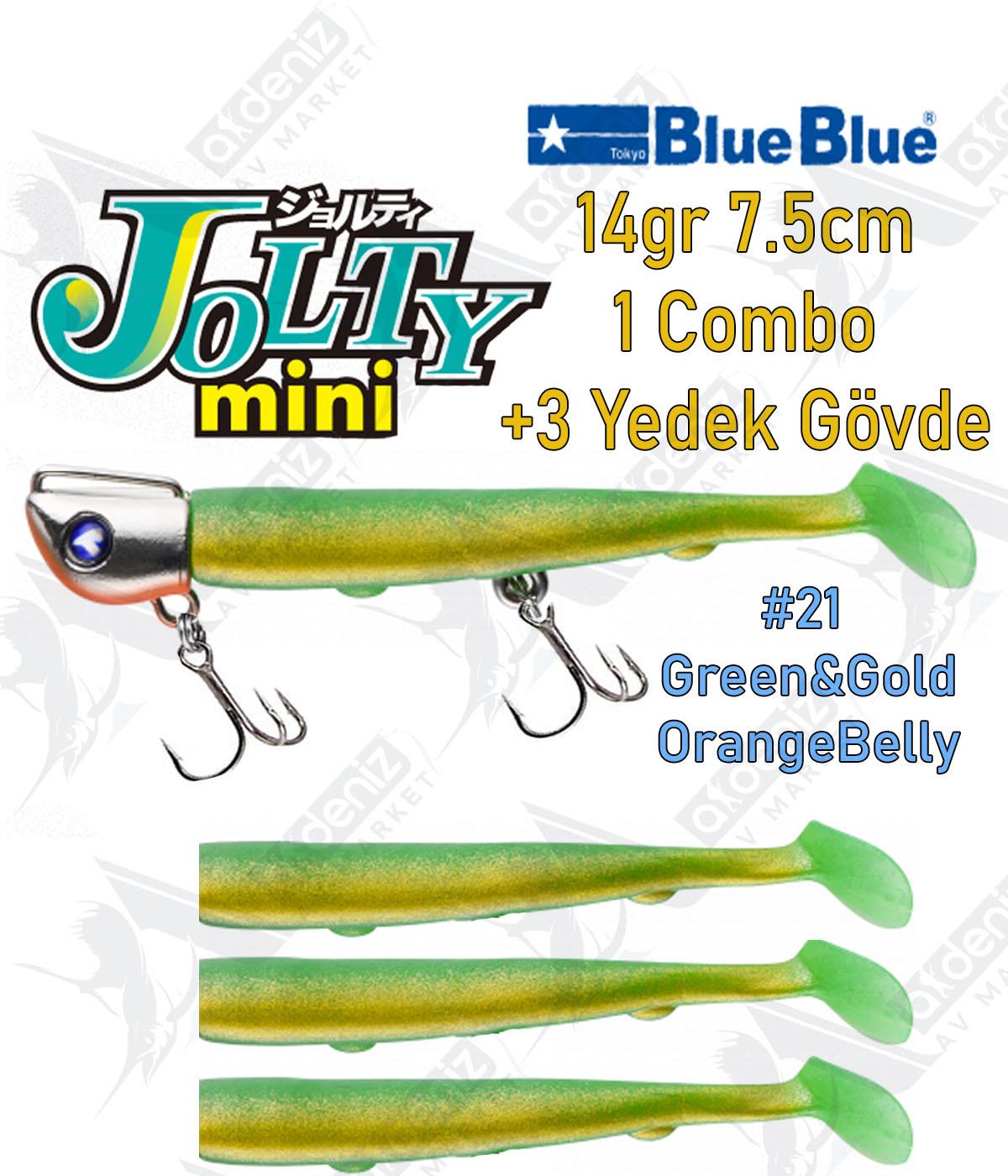 BlueBlue Jolty Mini 14gr 7,6cm (1 Combo +3 Body) Silikon Yem Color:21BLUEBLUE