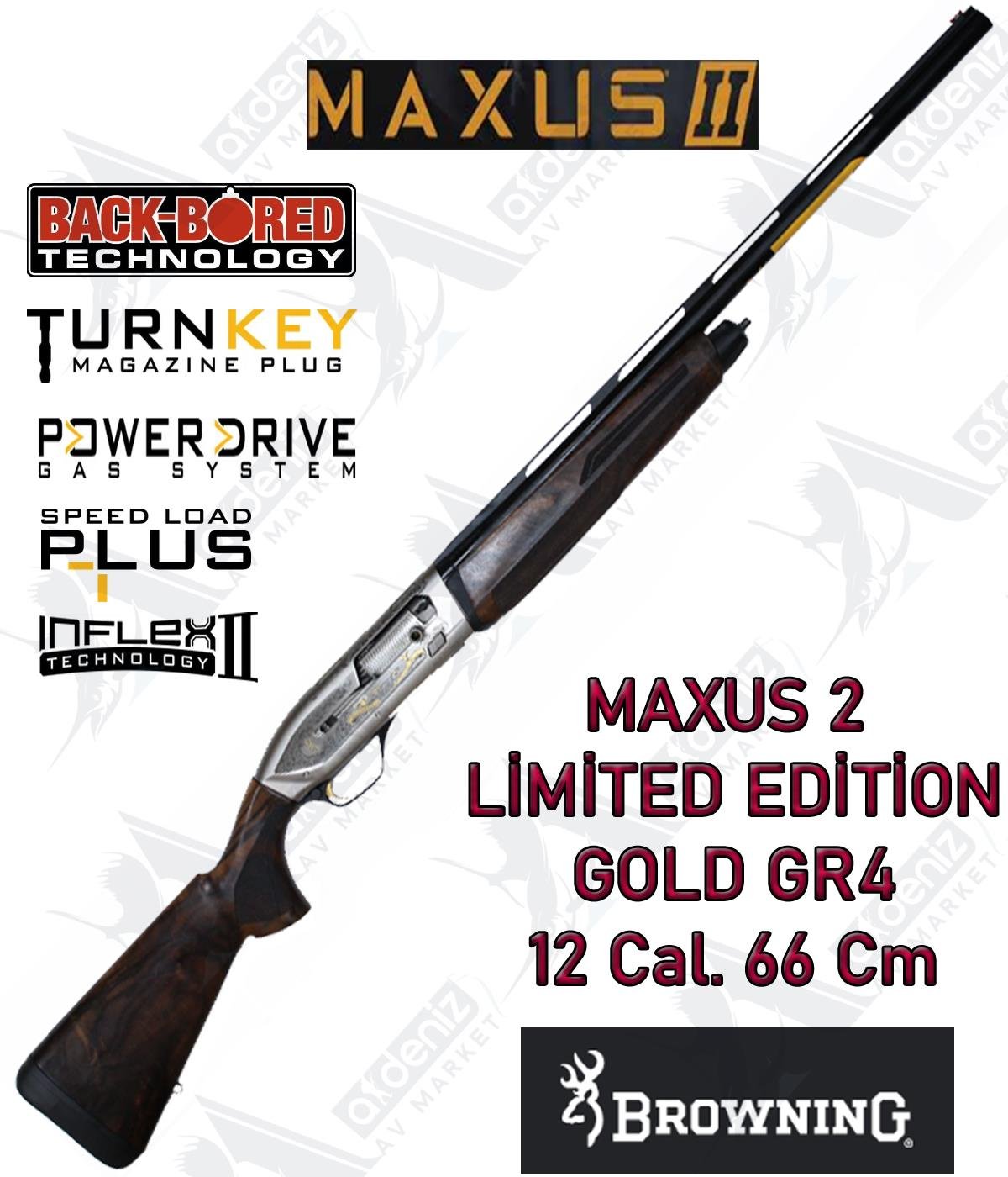 Browning Maxus 2 Limited Edition Gold GR4 12 Cal. 66 Cm Yarı Otomatik Yivsiz Av TüfeğiBROWNİNG
