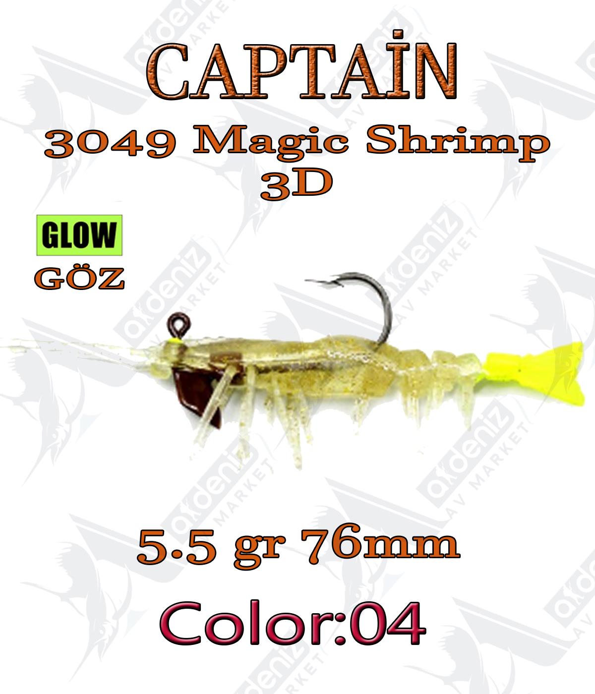 Captain Silikon Karides 3049 Magic Shrimp 3D 76mm 5.5gr Color:04CAPTAİN