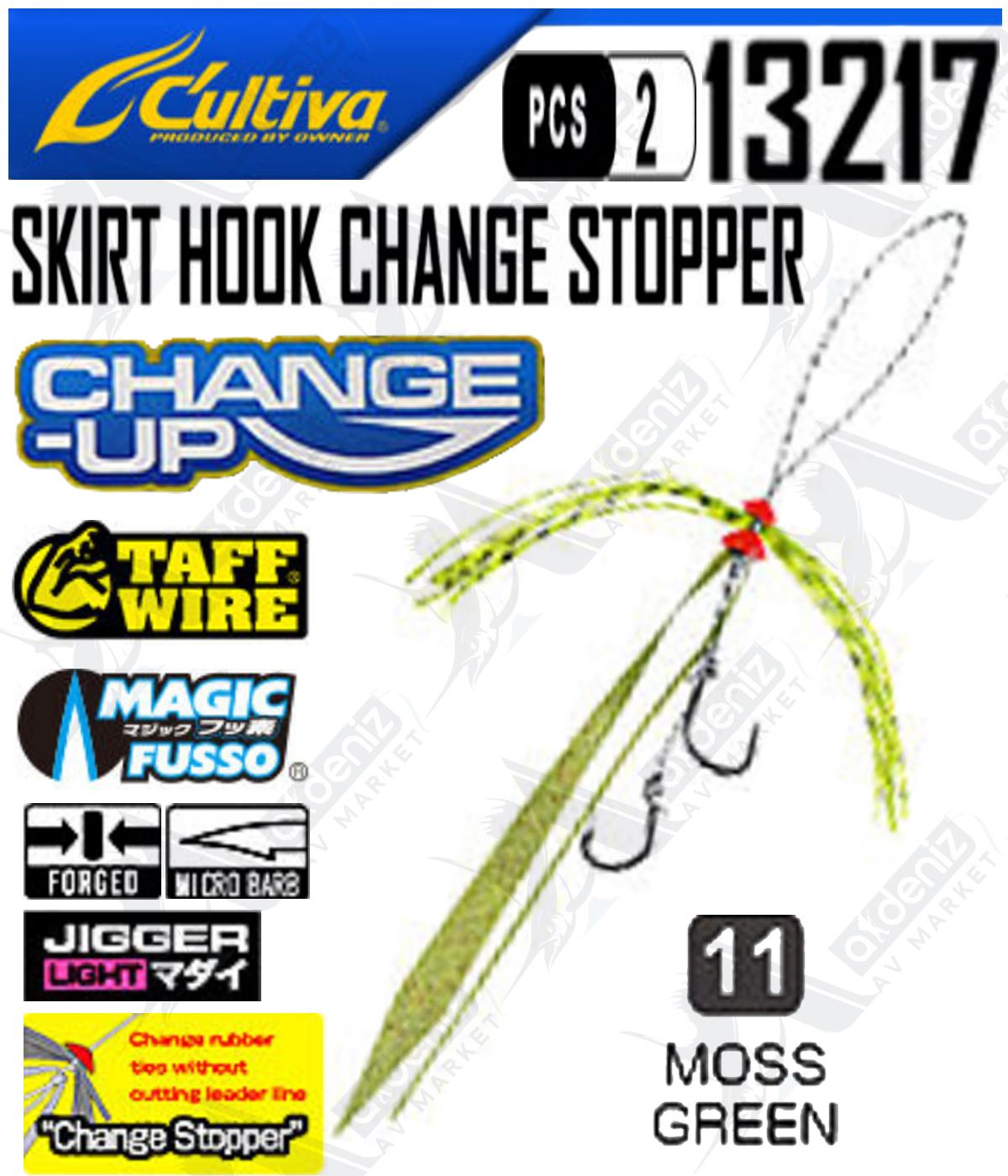 Cultiva Tai Rubber Skirt Hook Change Stopper Slider Hazır Etek 2'li Paket 13217 CU-240 #11 Moss GreenCULTİVA