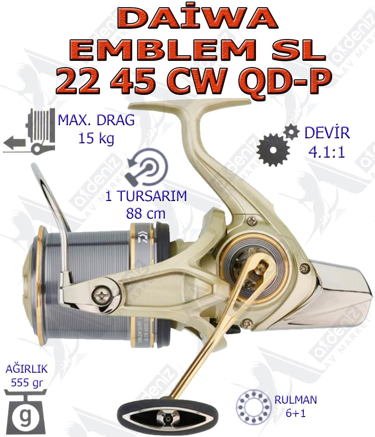 Daiwa Emblem SL 22 45 CW 4000 QD-P Surf Olta Makinesi (+1 Yedek Kafa)DAİWA