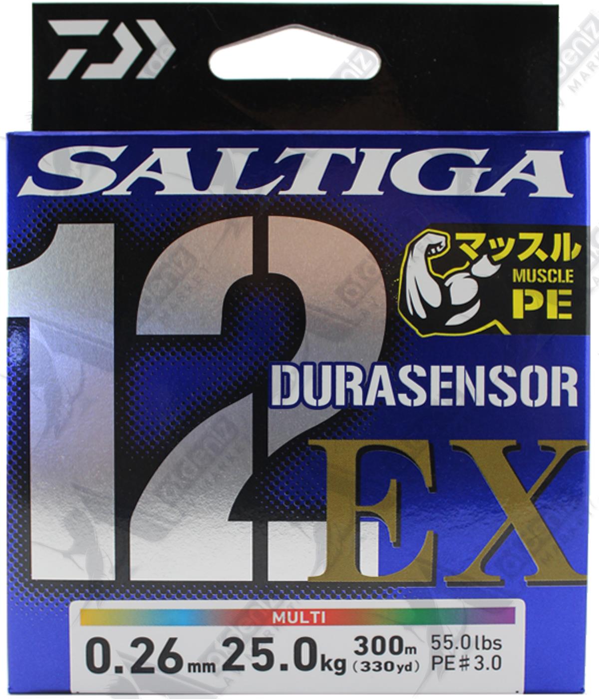 DAİWA Saltiga Durasensor X12 UVF EX+Sİ Braid Pe#3.0 0,26mm 300m 55Lbs Multicolor İp MisinaDAİWA