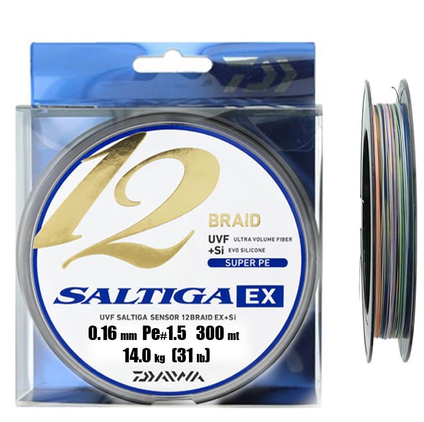DAİWA Saltiga EX 12 Braid (örgü) UVF 0,16mm Pe#1.5 300m Multicolor İp MisinaDAİWA