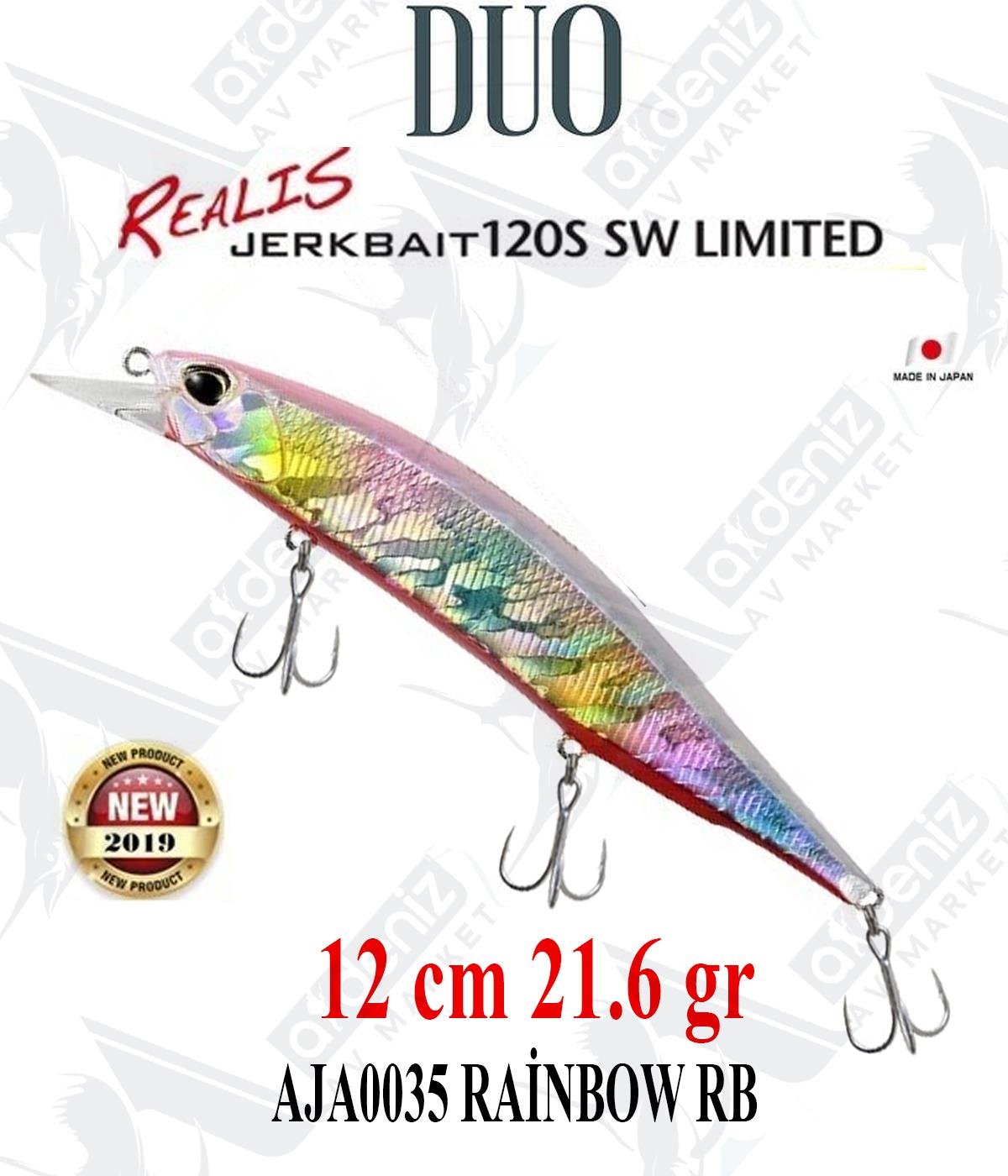 Duo Realis Jerkbait 120S SW Limited 12cm 21.6gr #AJA0035 RAİNBOW RBDUO