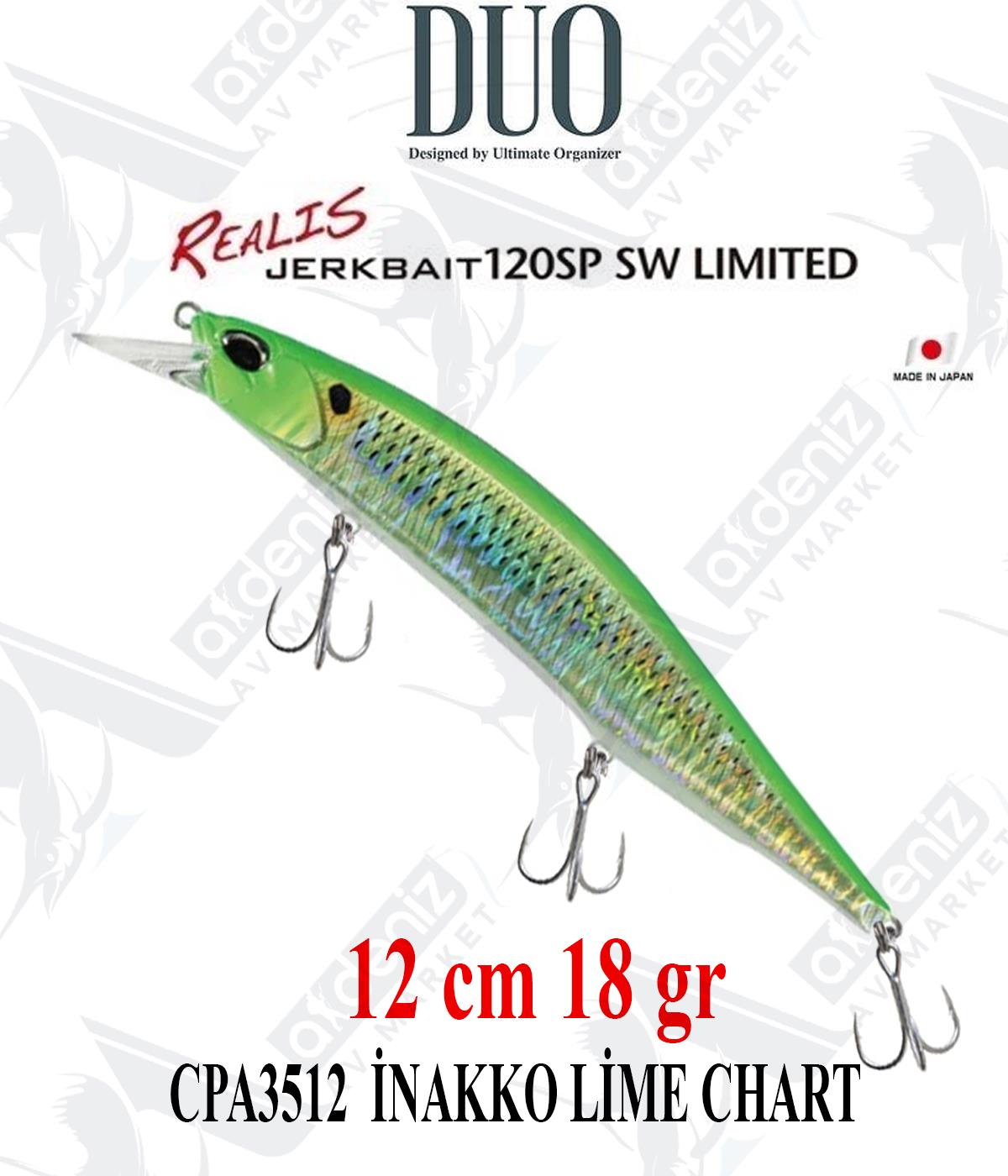 Duo Realis Jerkbait 120SP SW Limited 12cm 18gr #CPA3512 İNAKKO LİME CHARTDUO