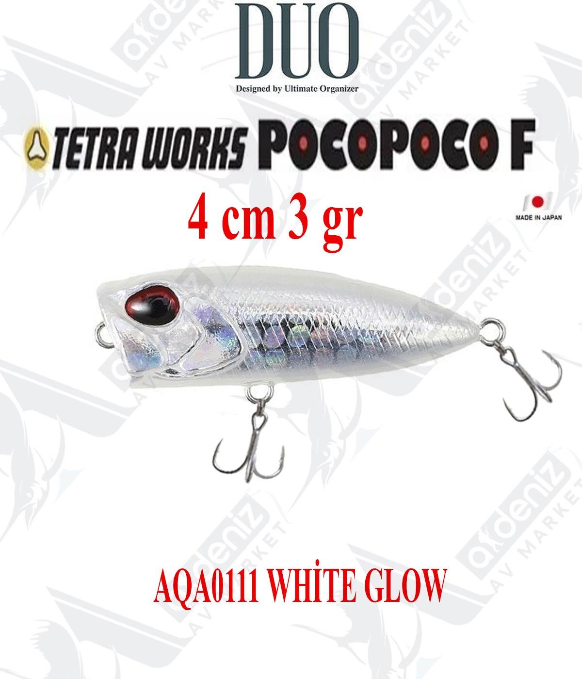 Duo Tetra Works Pocopoco 40F 4cm 3gr Micro Popper #AQA0111 WHİTE GLOWDUO