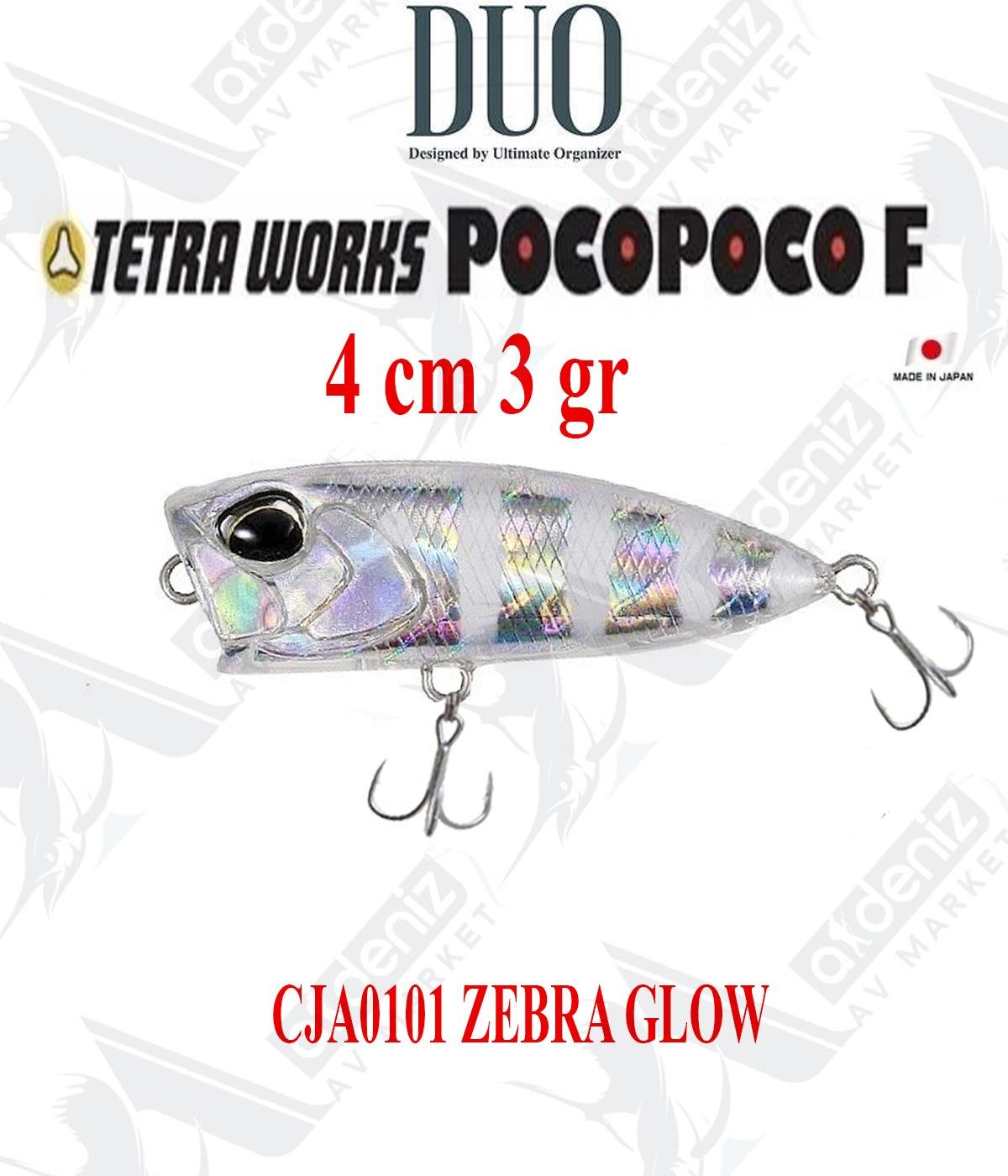 Duo Tetra Works Pocopoco 40F 4cm 3gr Micro Popper #CJA0101 ZEBRA GLOWDUO