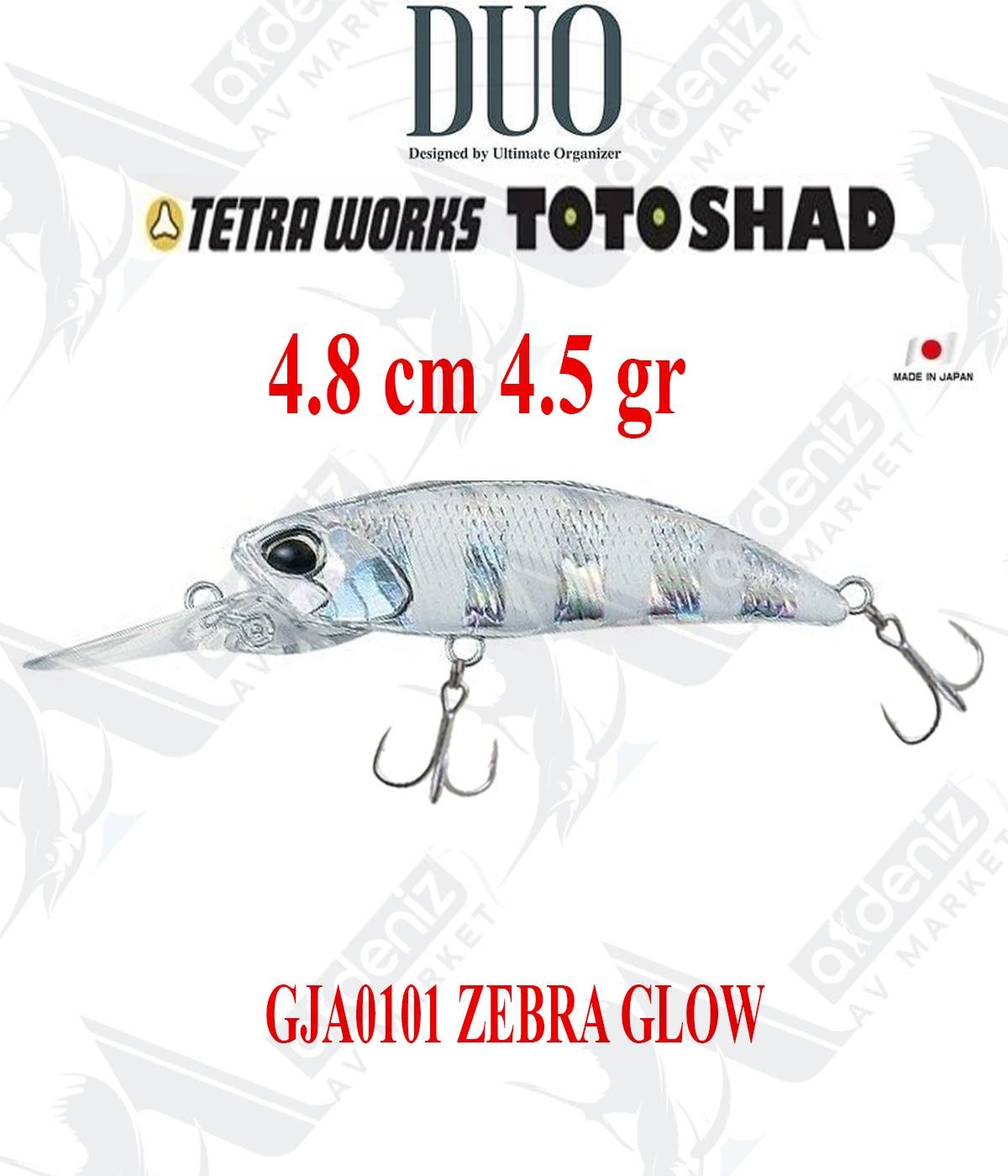 Duo Tetra Works Toto Shad 48S 4.8cm 4.5gr #GJA0101 ZEBRA GLOWDUO