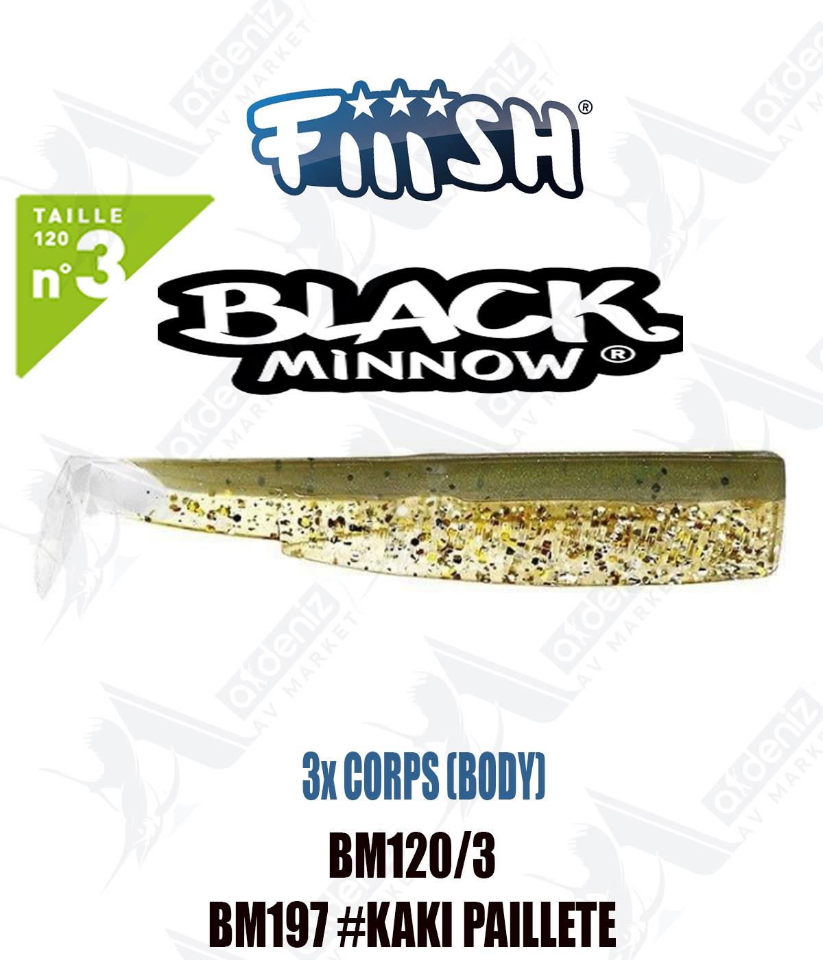 Fiiish Black Minnow BM120/3 3x BODY 12 cm Silikon Yem Yedek  Gövde No:3 Color:Bm197 #Kaki PailleteFİİİSH