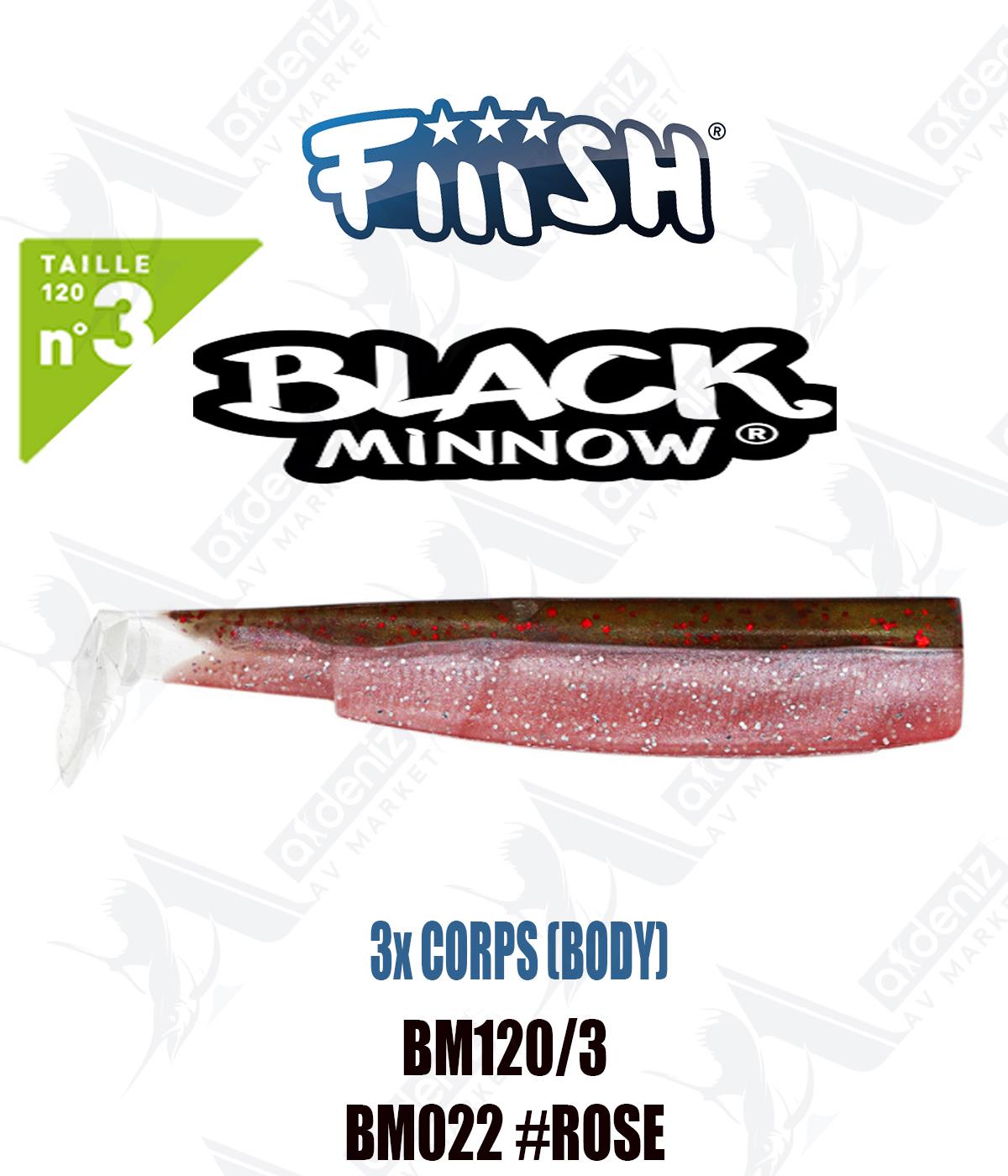 Fiiish Black Minnow BM120/3 3x BODY 12 cm Silikon Yem Yedek  Gövde No:3 Color:Bm022 #RoseFİİİSH