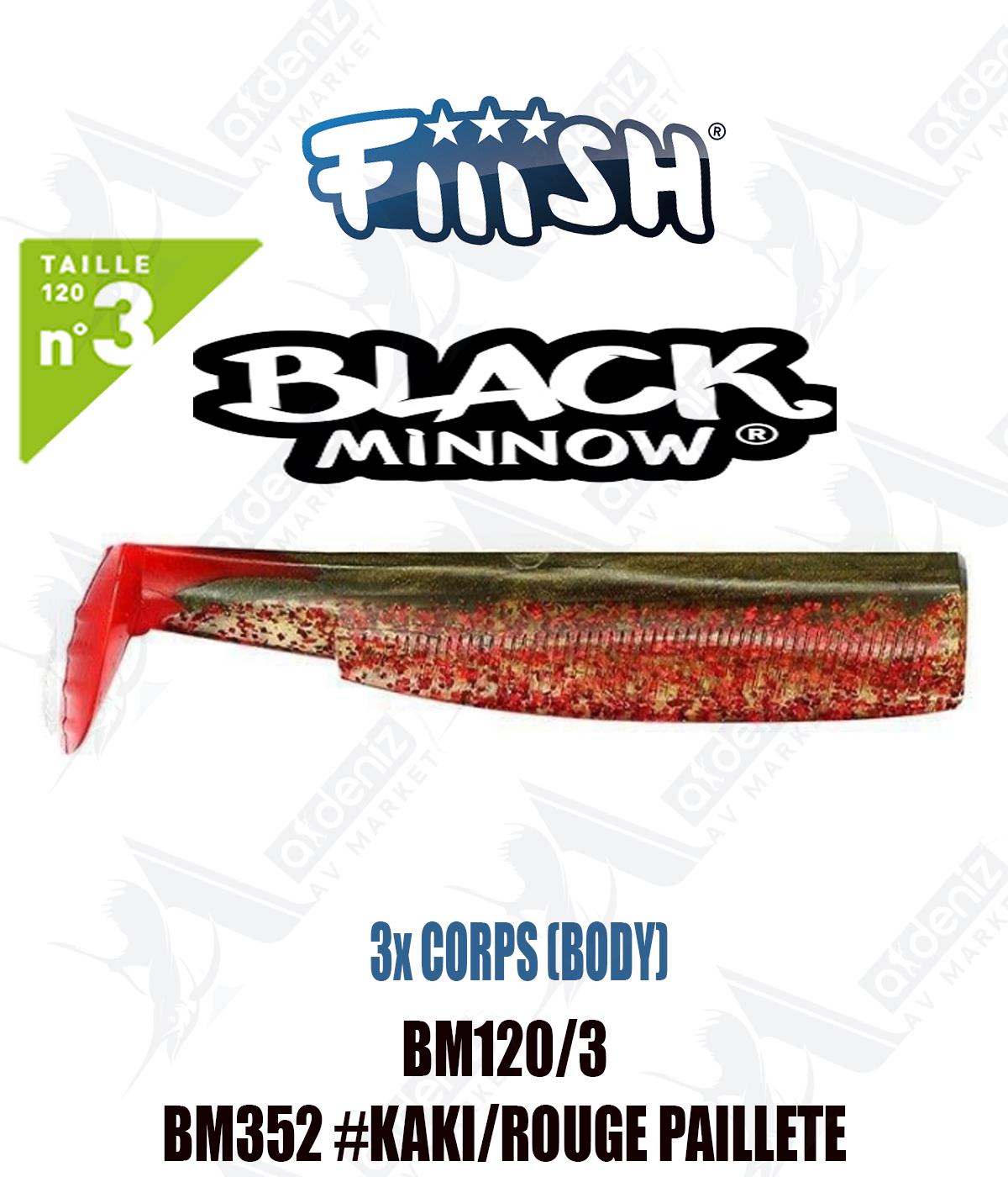 Fiiish Black Minnow BM120/3 3x BODY 12 cm Silikon Yem Yedek  Gövde No:3 Color:Bm352 #Kaki R. PailleteFİİİSH