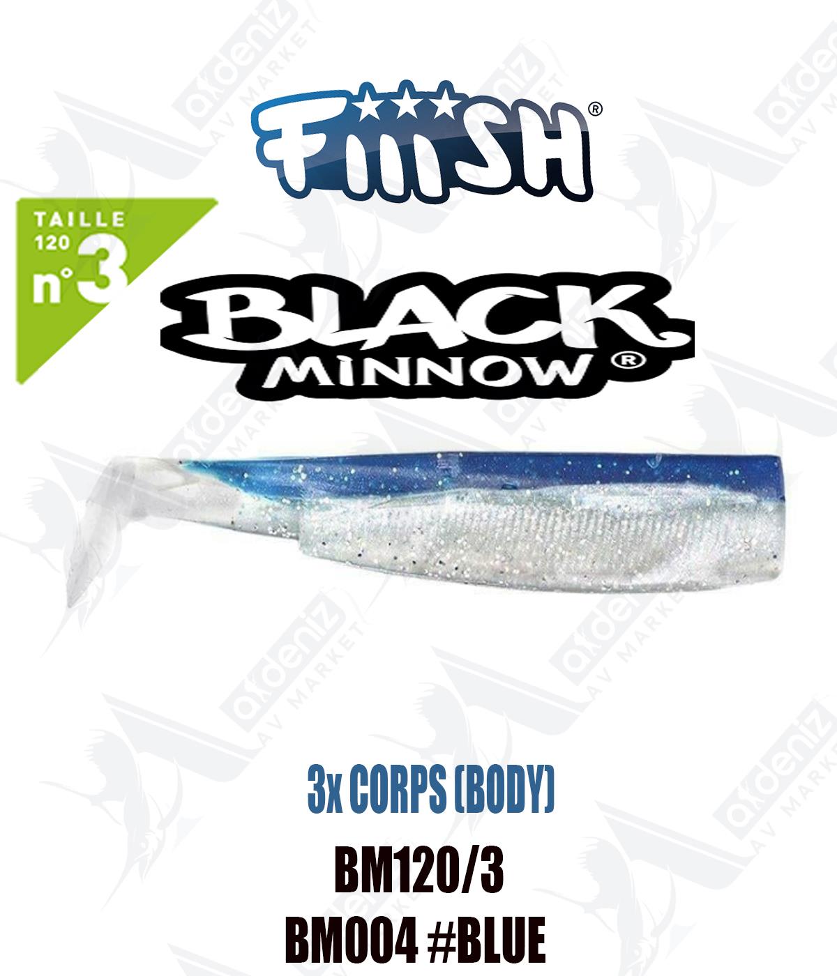 Fiiish Black Minnow BM120/3 3x BODY 12 cm Silikon Yem Yedek  Gövde No:3 Color:Bm004 #BlueFİİİSH