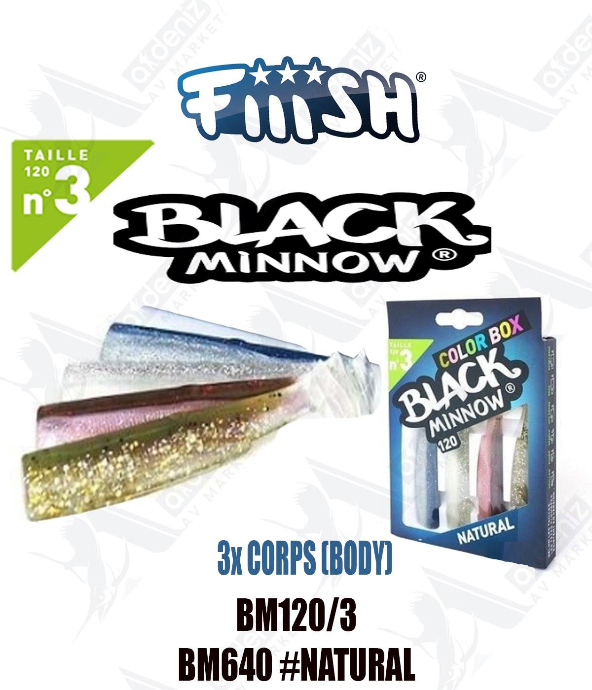 Fiiish Black Minnow BM120/3 Color Box BODY 12 cm Silikon Yem Yedek  Gövde No:3 Color:Bm640 #NaturalFİİİSH