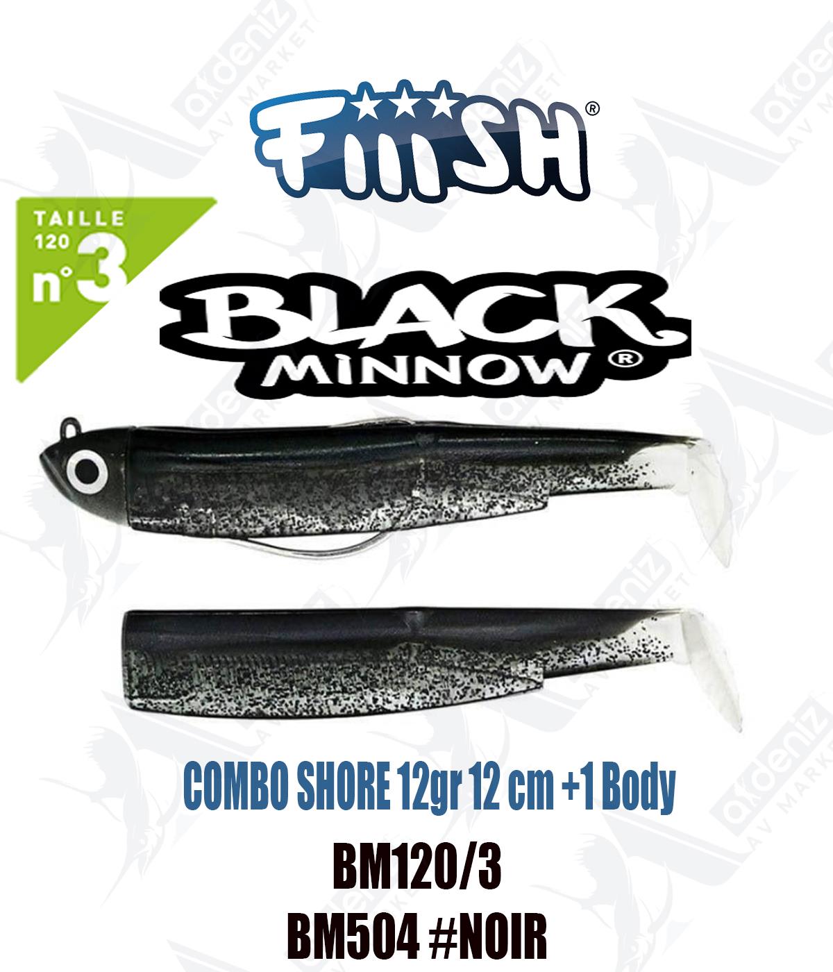 Fiiish Black Minnow BM120/3 Combo Shore +1 Body 12 cm 12 gr Silikon Yem No:3 Color:Bm504 #NoirFİİİSH