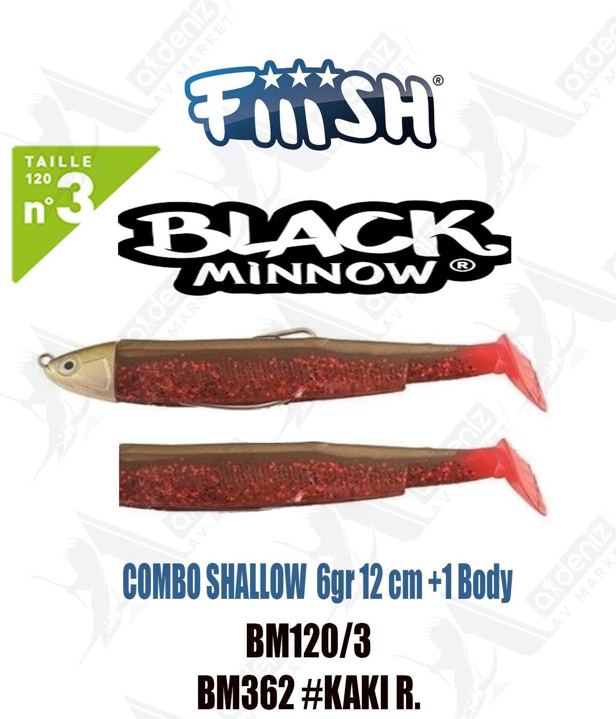 Fiiish Black Minnow BM120/3 Double Combo Off Shallow 12 cm 6 gr Silikon Yem No:3 Color:Bm362FİİİSH