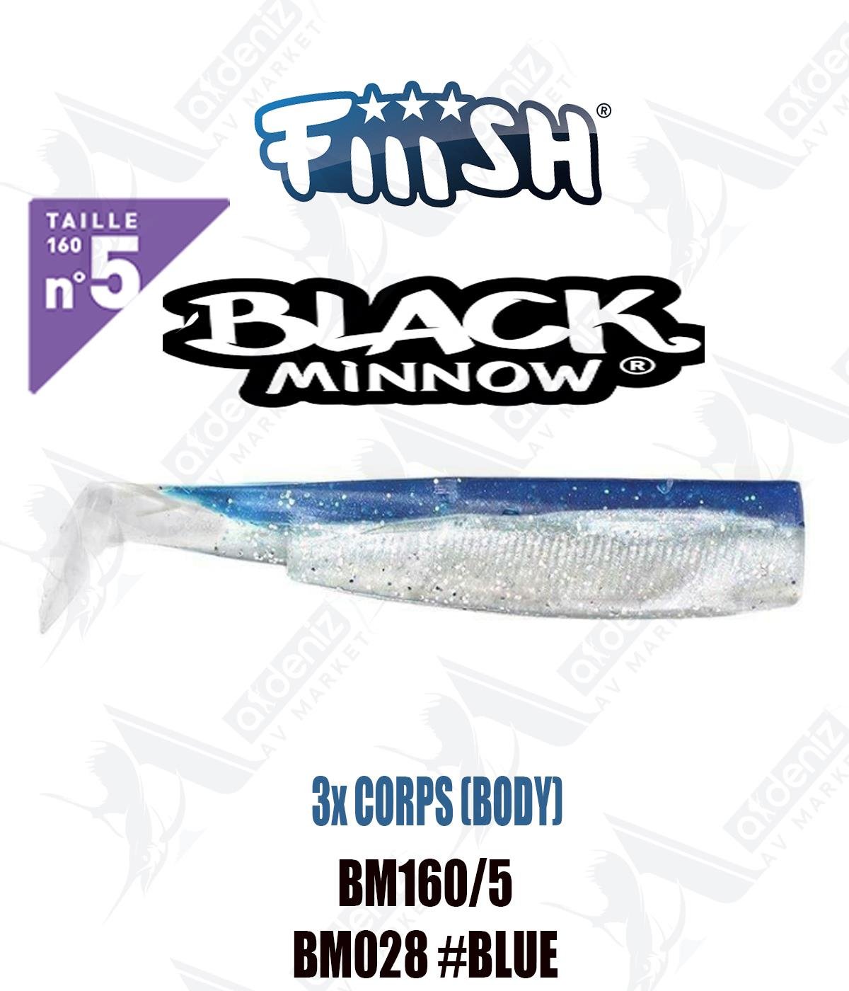Fiiish Black Minnow BM160/5 3x BODY 16 cm Silikon Yem Yedek  Gövde No:5 Color:Bm028 #BlueFİİİSH