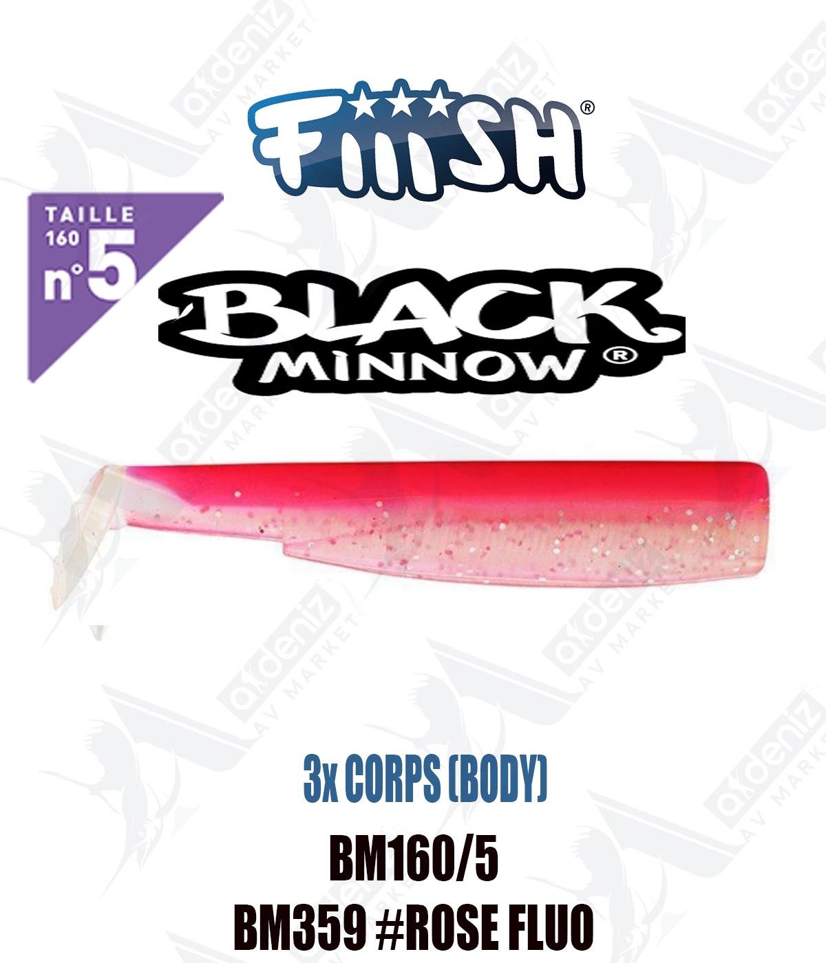 Fiiish Black Minnow BM160/5 3x BODY 16 cm Silikon Yem Yedek  Gövde No:5 Color:Bm359 #Rose FluoFİİİSH