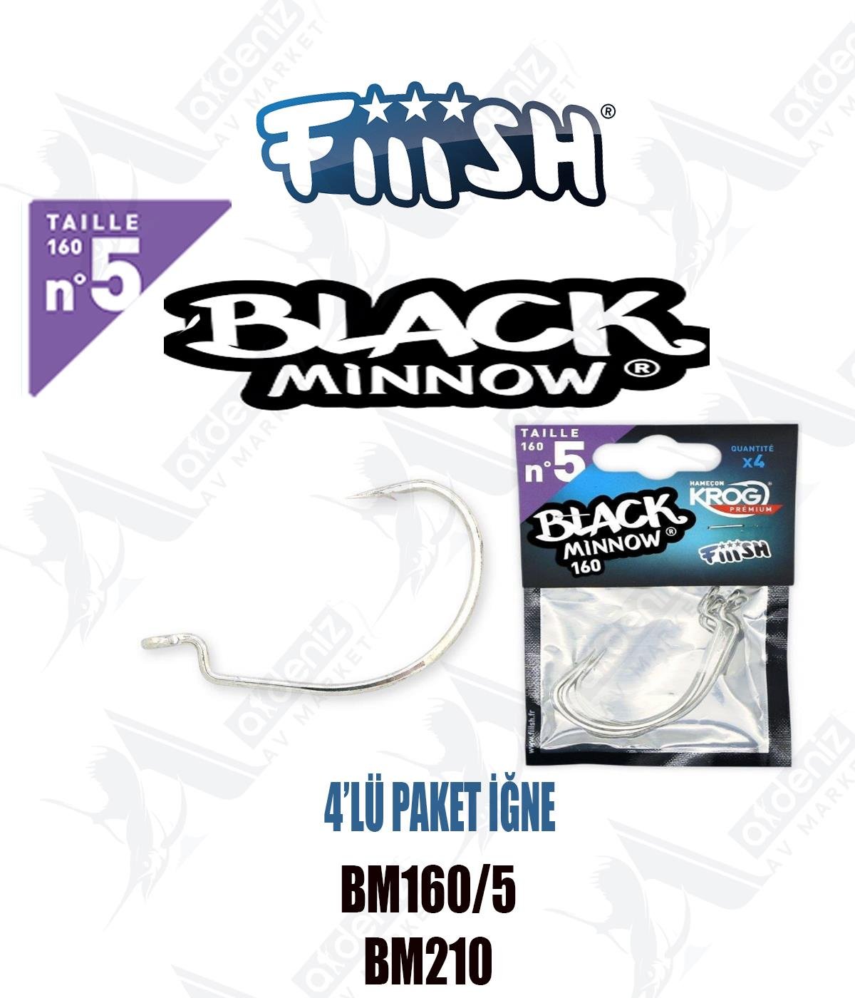 Fiiish Black Minnow BM160/5 (4'lü) Offset Yedek İğne BM210FİİİSH