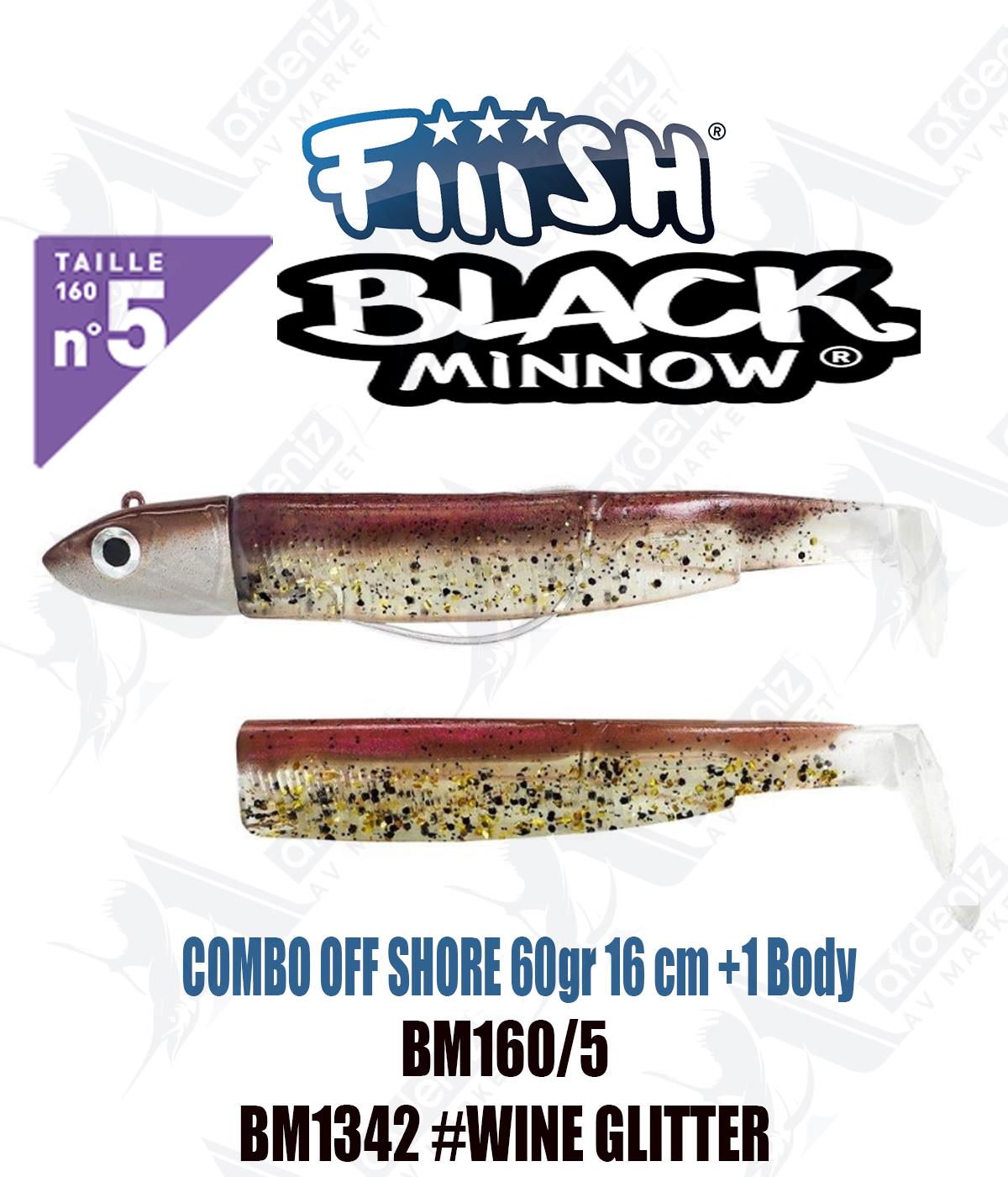 Fiiish Black Minnow BM160/5 Combo Deep +1 Body 16 cm 60 gr Silikon Yem No:5 Color:Bm1342 #Wine GlitterFİİİSH