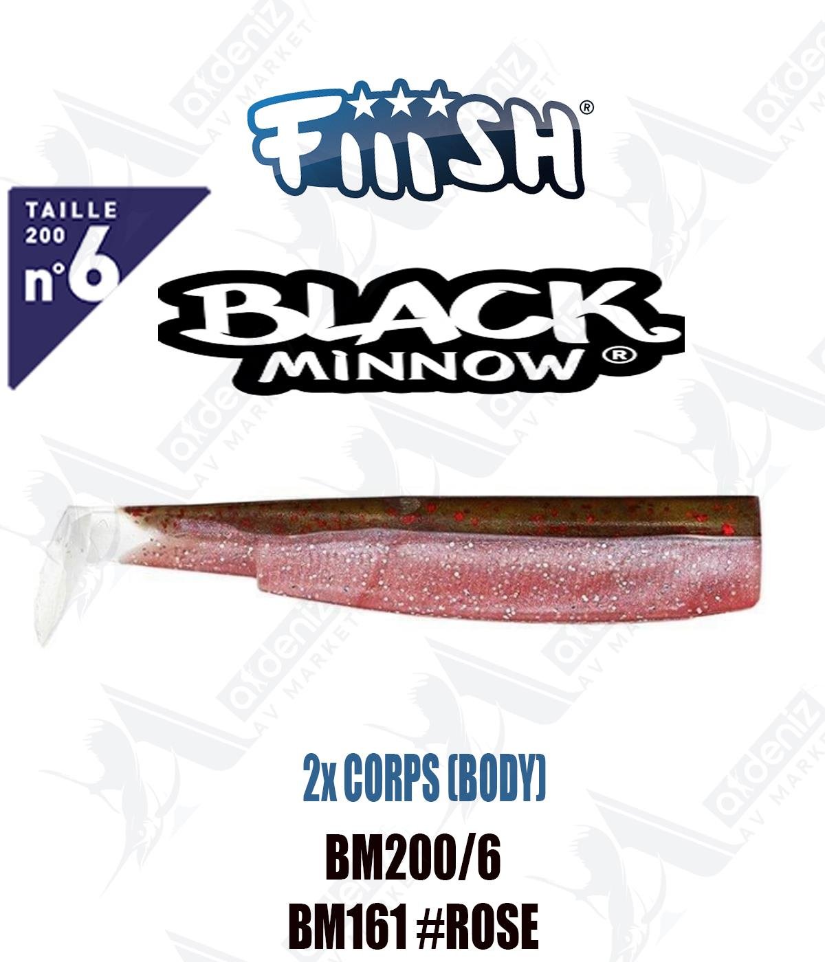 Fiiish Black Minnow BM200/6 2x BODY 20 cm Silikon Yem Yedek  Gövde No:6 Color:Bm161 #RoseFİİİSH