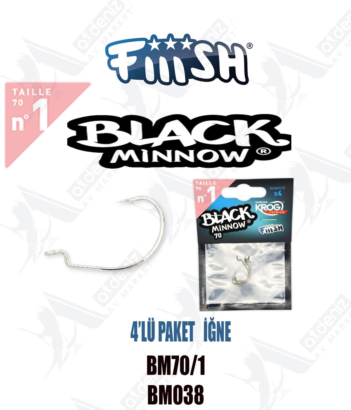 Fiiish Black Minnow BM70/1 (4'lü) Offset Yedek İğne BM038FİİİSH