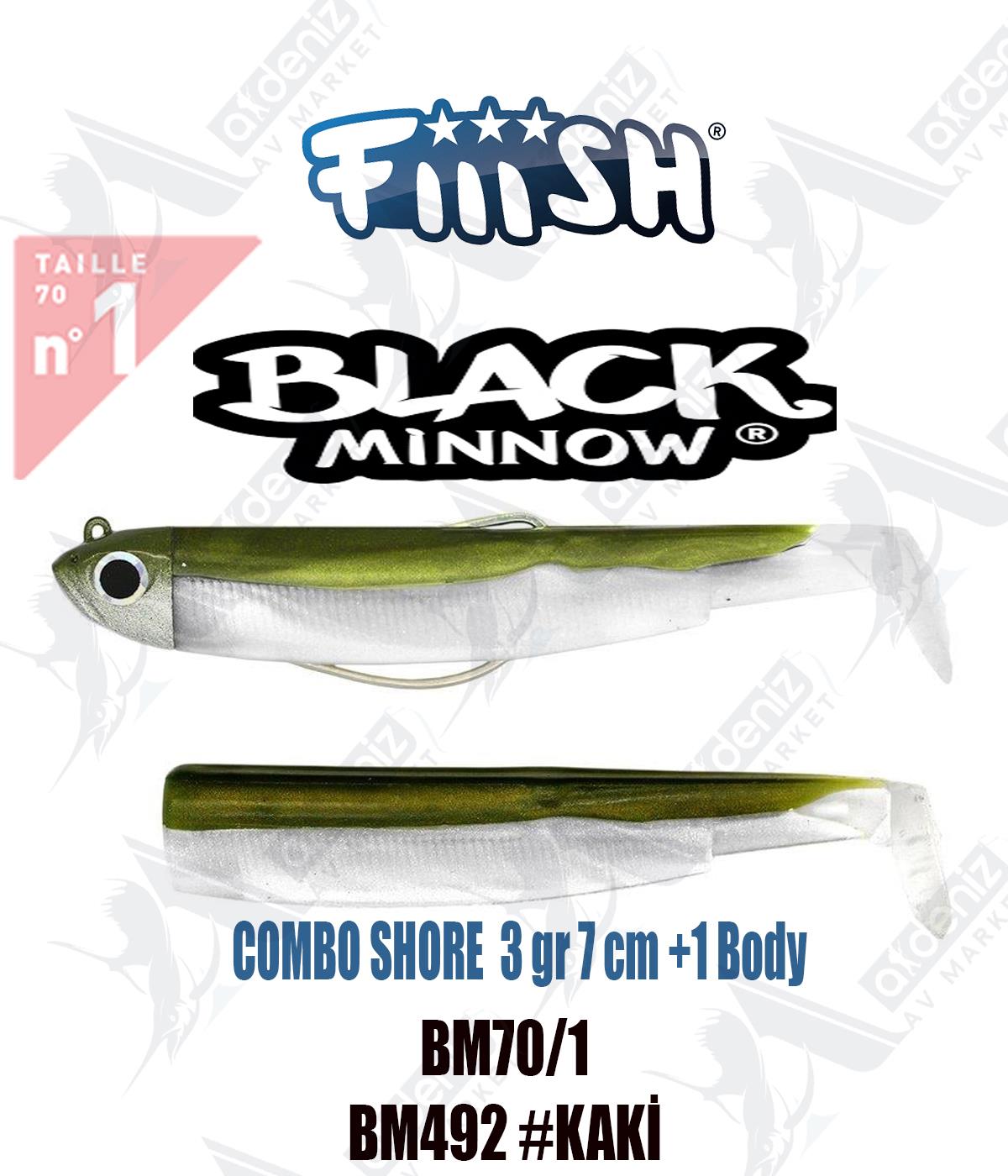 Fiiish Black Minnow BM70/1 Combo Shore +1 Body 7 cm 3 gr Silikon Yem No:1 Color:Bm492 #KakiFİİİSH