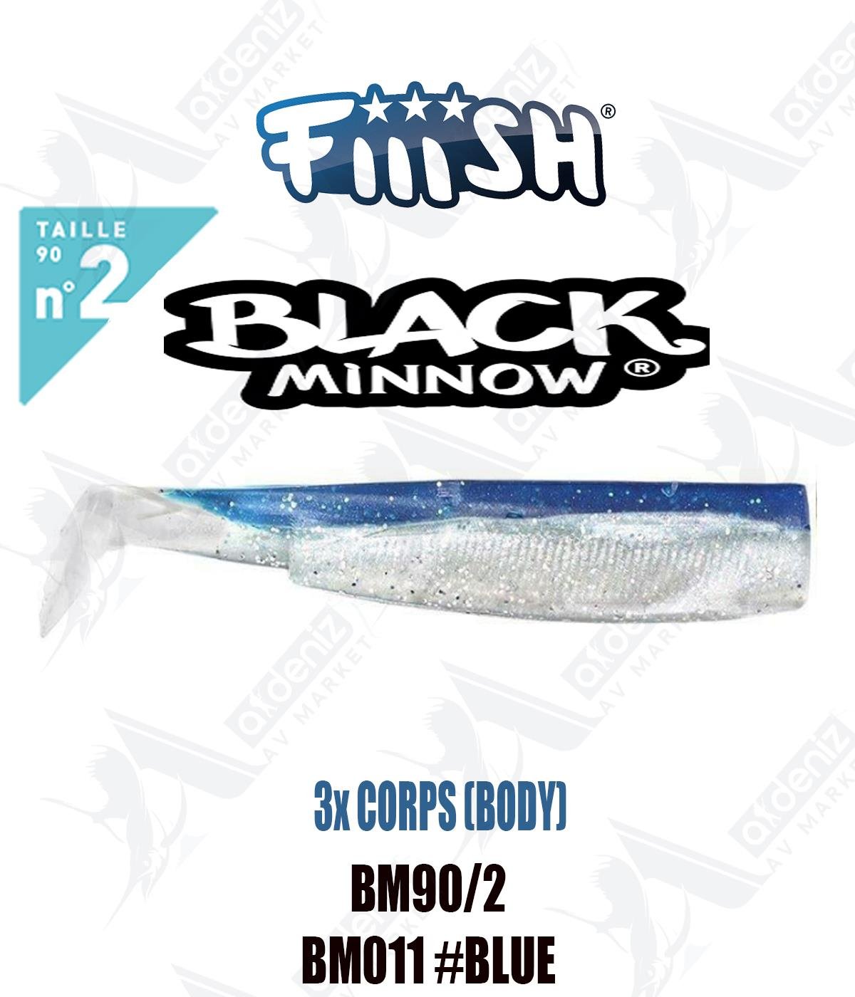 Fiiish Black Minnow BM90/2 3x BODY 12 cm Silikon Yem Yedek  Gövde No:2 Color:Bm011 #BlueFİİİSH