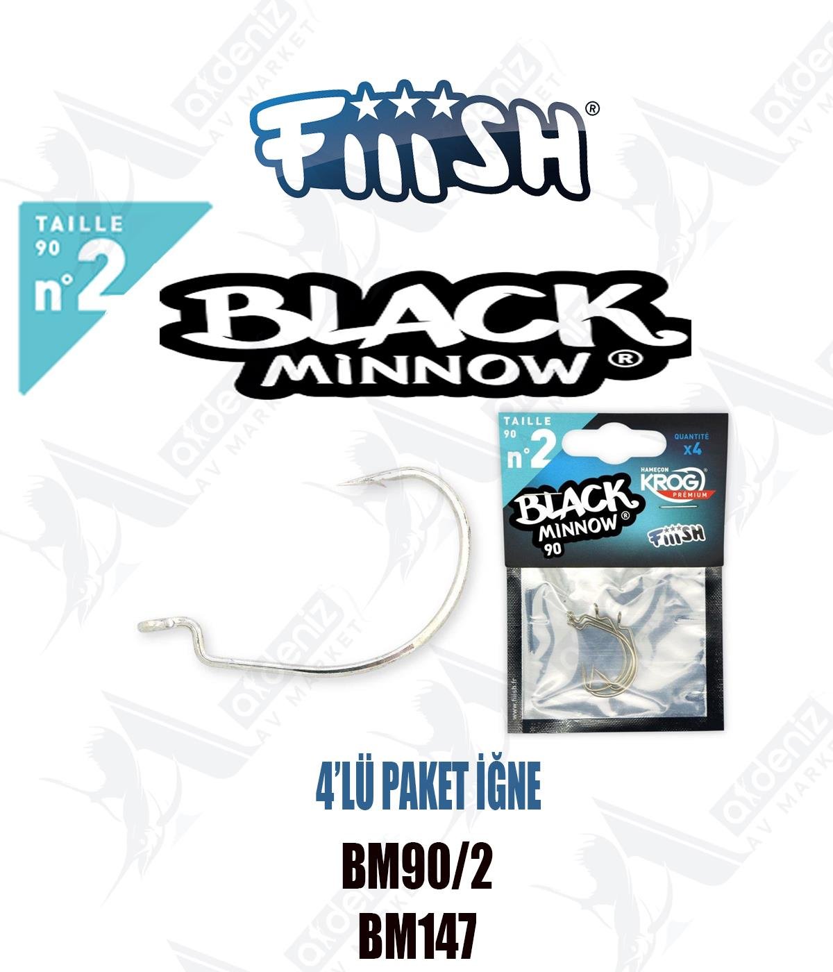 Fiiish Black Minnow BM90/2 (4'lü) Offset Yedek İğne BM147FİİİSH
