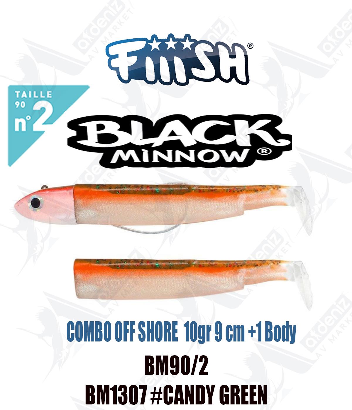 Fiiish Black Minnow BM90/2 Combo Off Shore +1 Body 9 cm 10 gr Silikon Yem No:2 Color:Bm1307 #Candy GreenFİİİSH