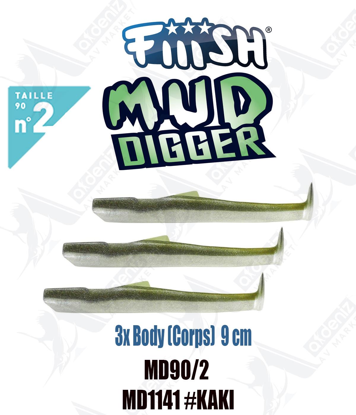 Fiiish Mud Digger MD90/2 3x BODY 9 cm Silikon Yem Yedek  Gövde No:1 Color:Md1141 #KakiFİİİSH