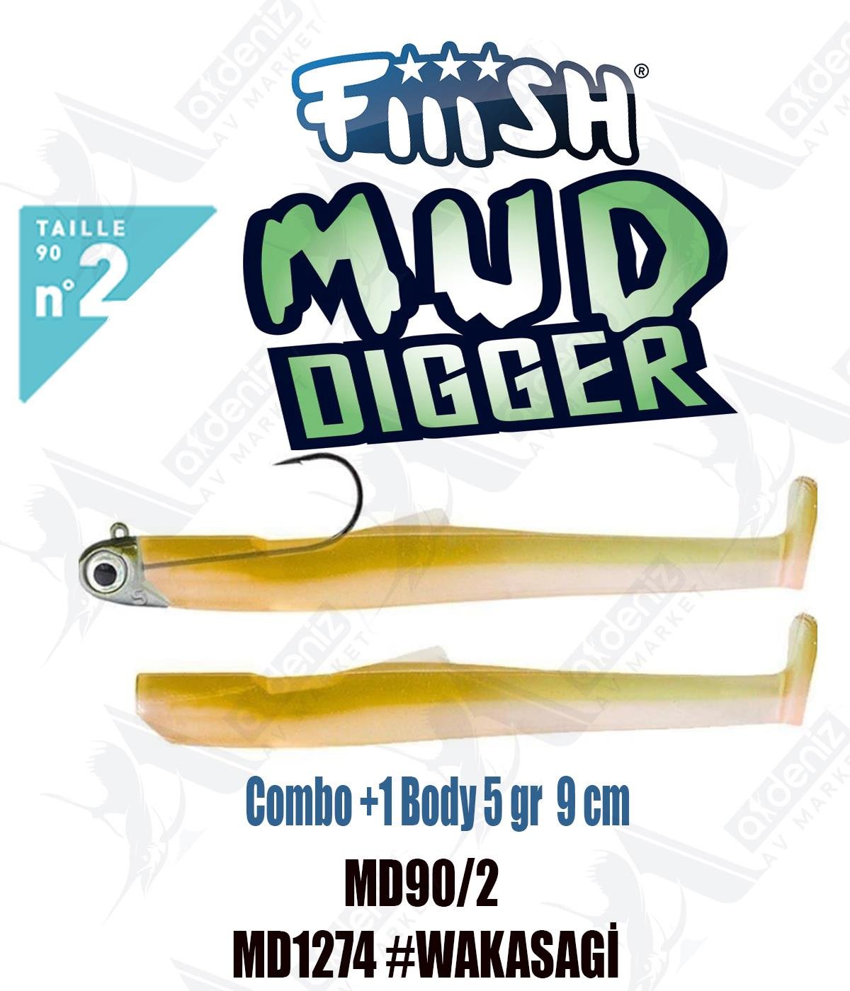Fiiish Mud Digger MD90/2 Combo +1 Body 9 cm 5 gr Silikon Yem No:2 Color:Md1274 #WagasagiFİİİSH