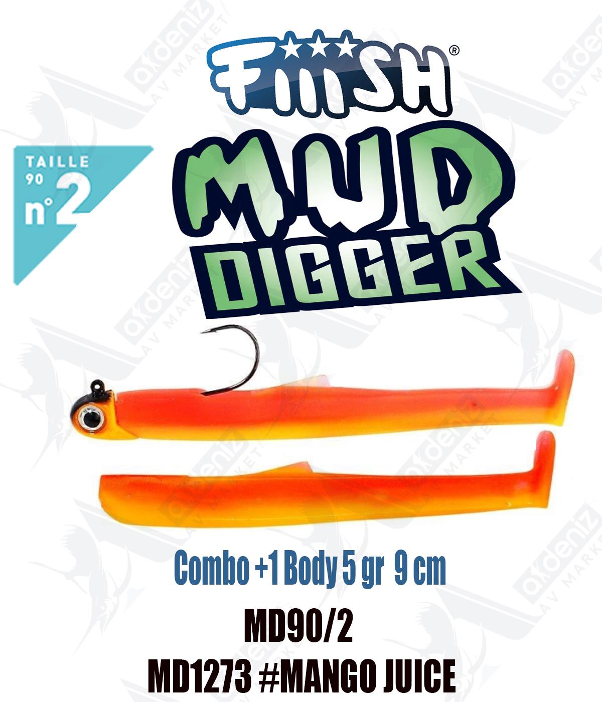 Fiiish Mud Digger MD90/2 Combo +1 Body 9 cm 5 gr Silikon Yem No:2 Color:Md1273 #Mango JuiceFİİİSH