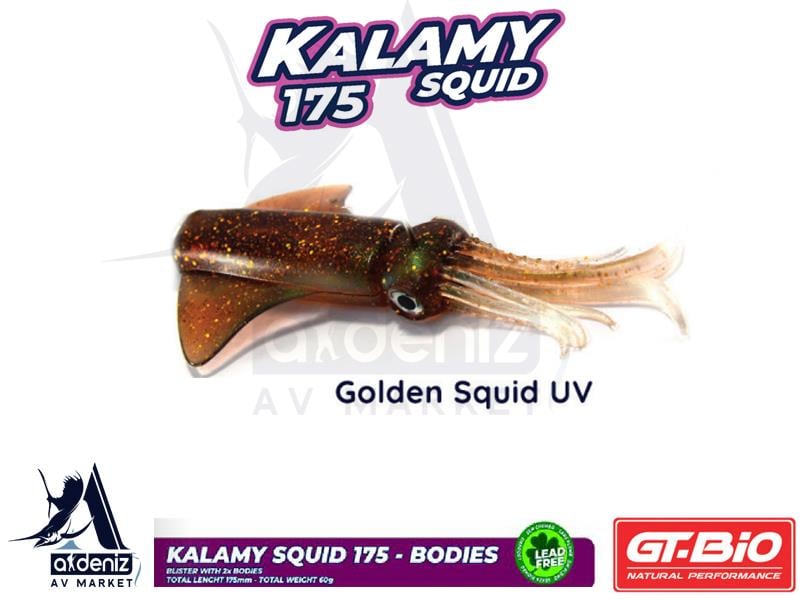 GT-BİO Kalamy Squid 175 2x Bodies Silikon Kalamar Yedek Gövde # Gold Squid UVGT-BİO