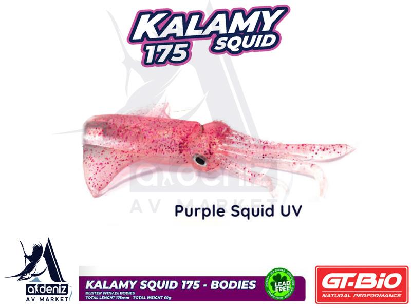 GT-BİO Kalamy Squid 175 2x Bodies Silikon Kalamar Yedek Gövde # Purple Squid UVGT-BİO