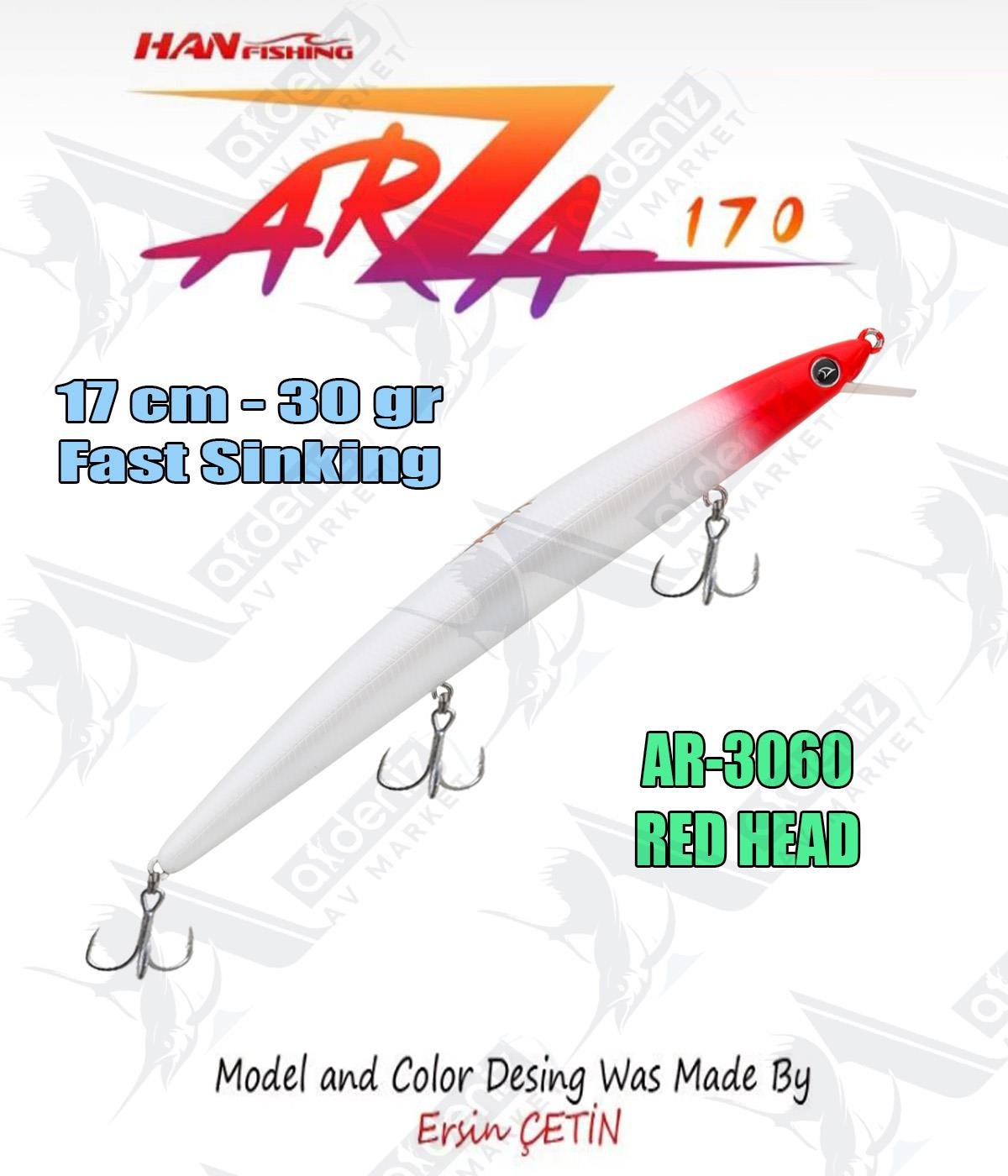 Hanfish Arıza 170 mm 30 gr Fast Sinking Maket Balık Color: Ar-3060 #Red HeadHAN FİSHİNG