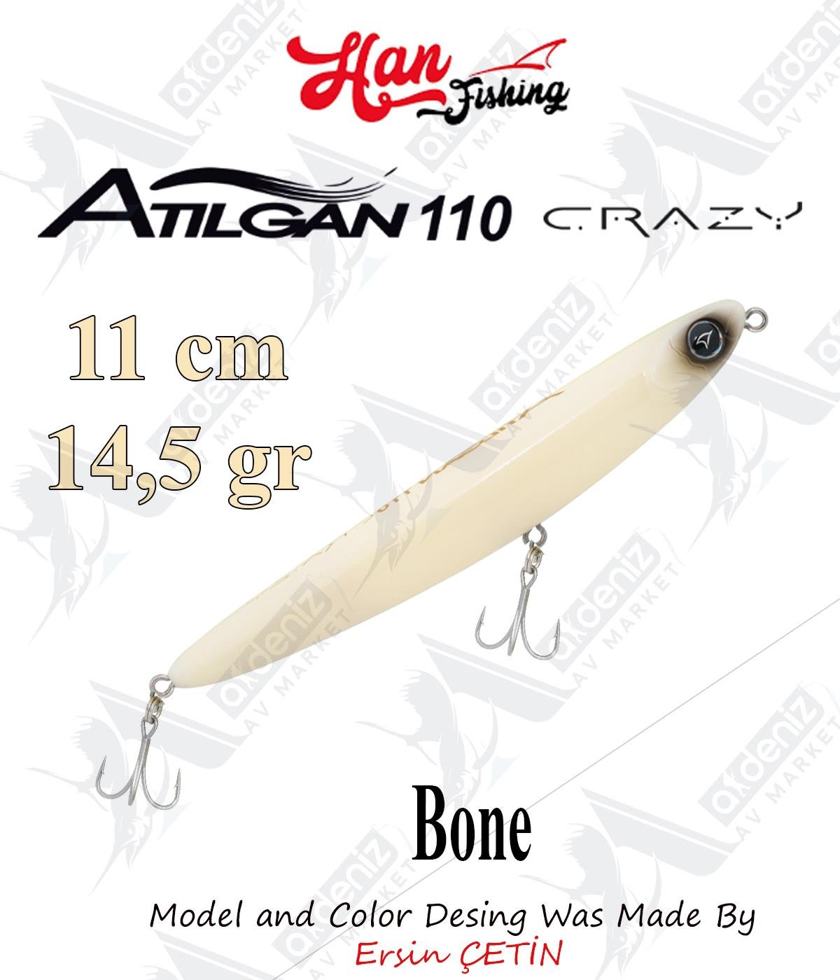 Hanfish Atılgan 110 Crazy WTD Su Üstü Maket Balık #ATC-168 BoneHAN FİSHİNG