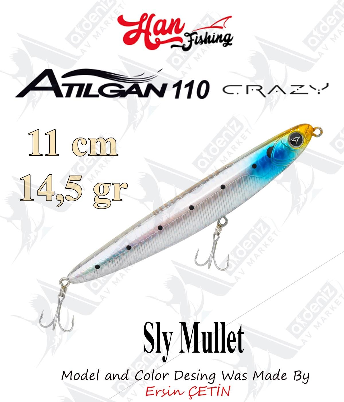 Hanfish Atılgan 110 Crazy WTD Su Üstü Maket Balık #ATC-164 Sly MulletHAN FİSHİNG