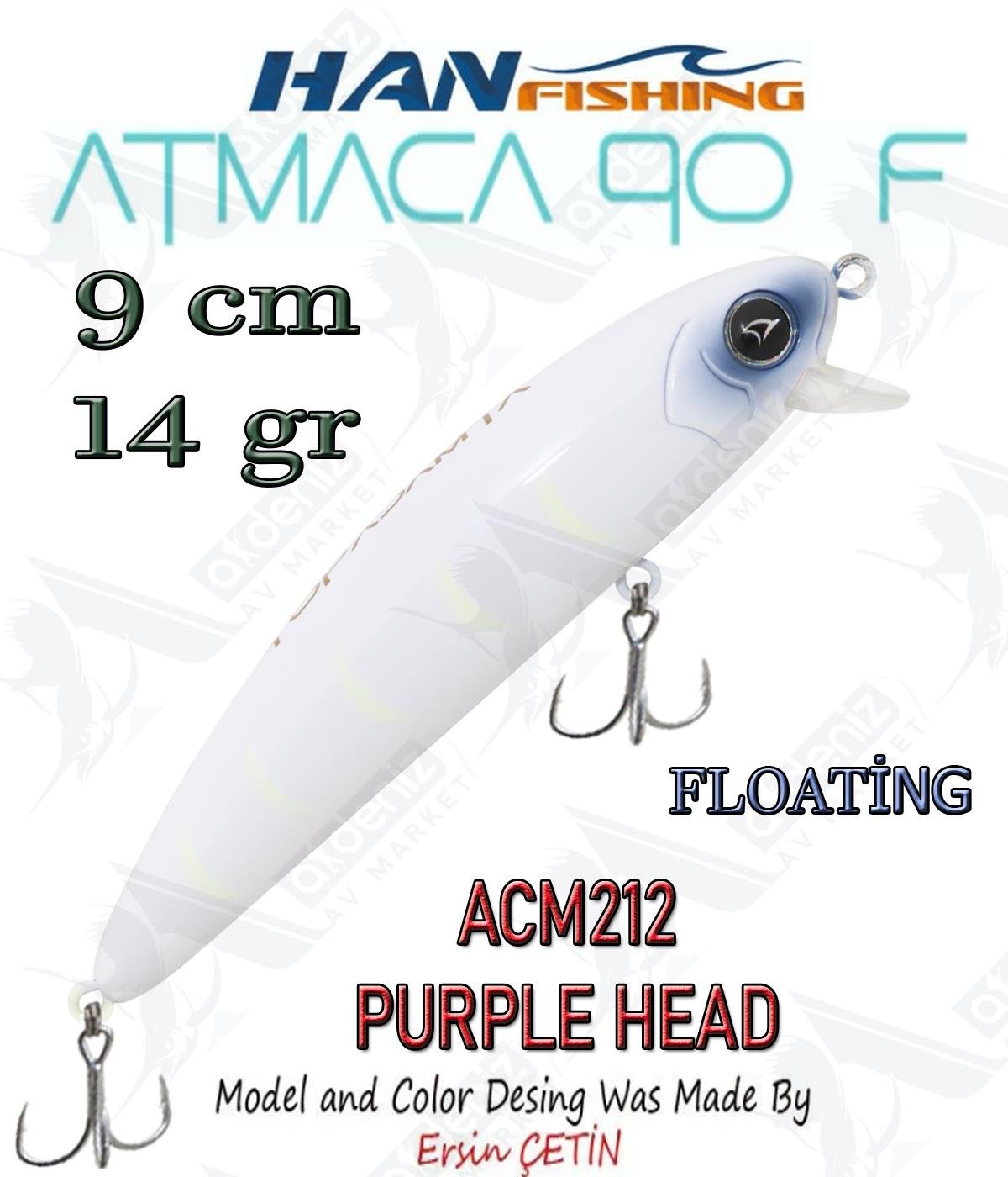 Hanfish Atmaca 90F 9 cm 14 gr ACM212 Purple Head Glow.HAN FİSHİNG