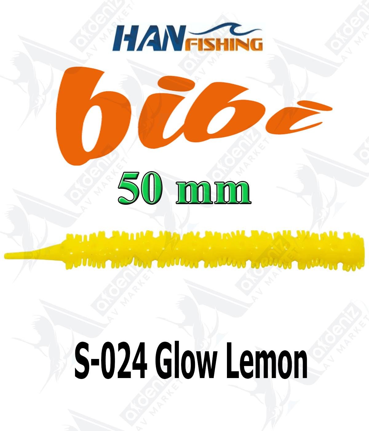 Hanfish Bibi 50 mm Lrf/Aji Silikon Kurt 18' li Paket #S-024 Glow LemonHAN FİSHİNG