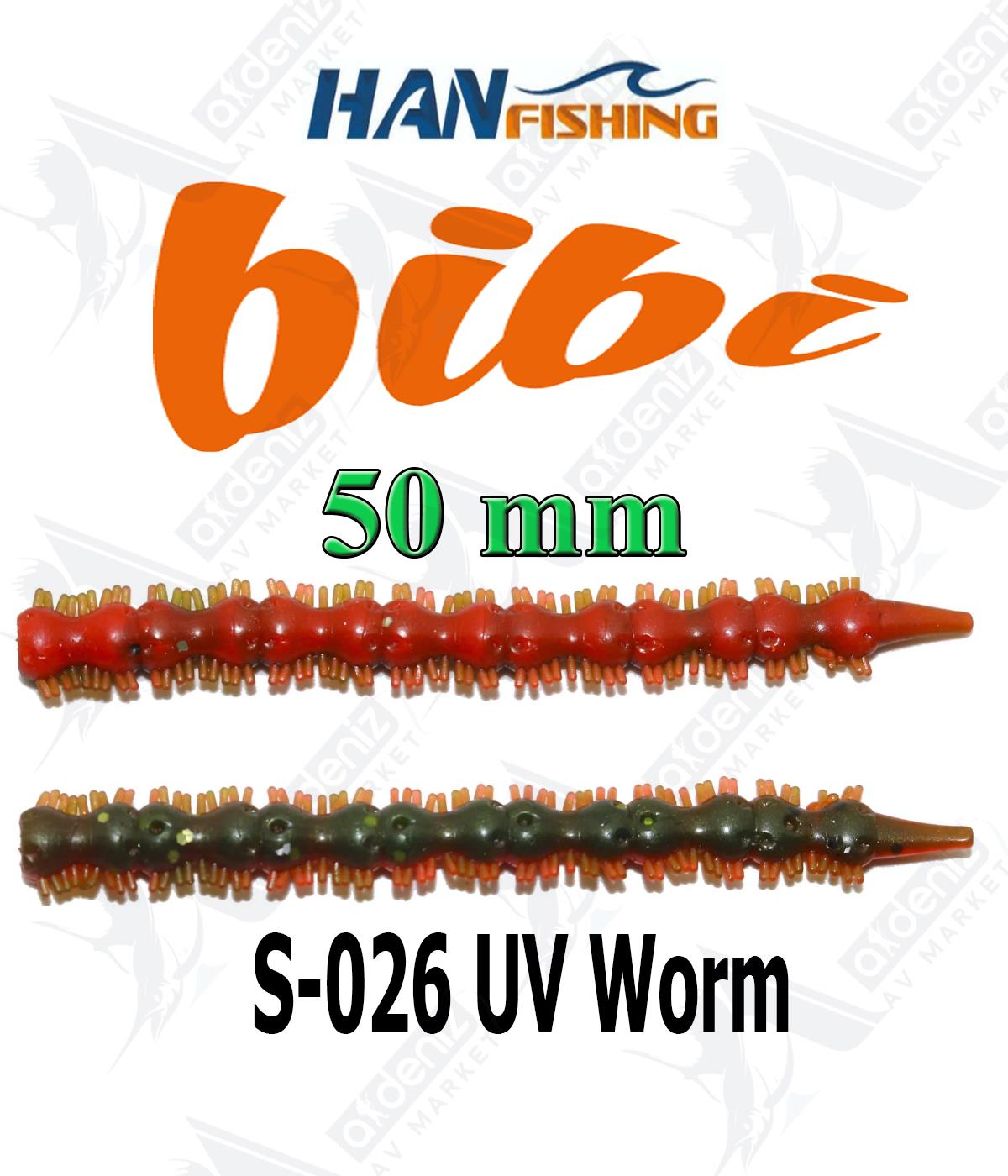 Hanfish Bibi 50 mm Lrf/Aji Silikon Kurt 18' li Paket #S-026 UV WormHAN FİSHİNG
