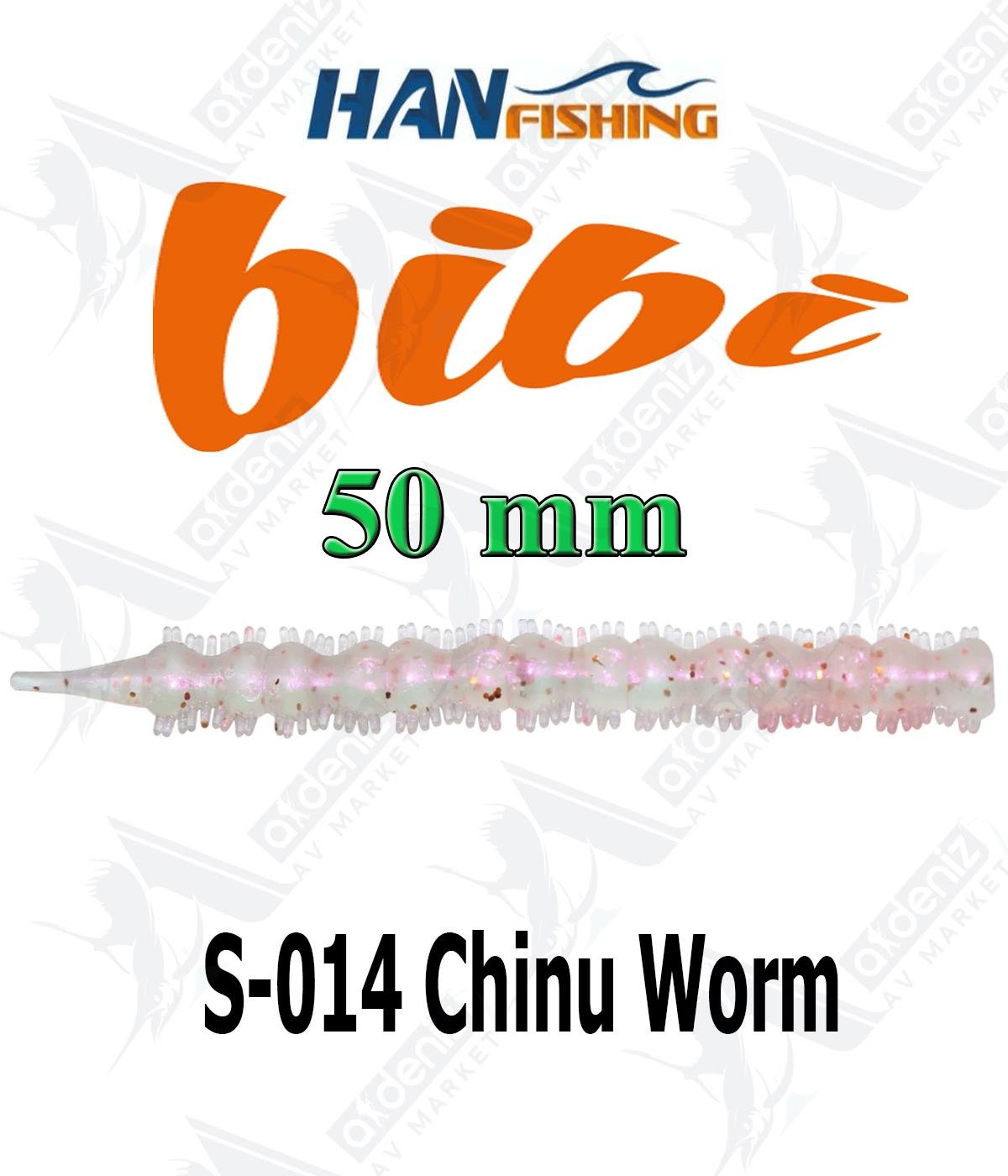 Hanfish Bibi 50 mm Lrf/Aji Silikon Kurt 18' li Paket #S-014 Chinu WormHAN FİSHİNG