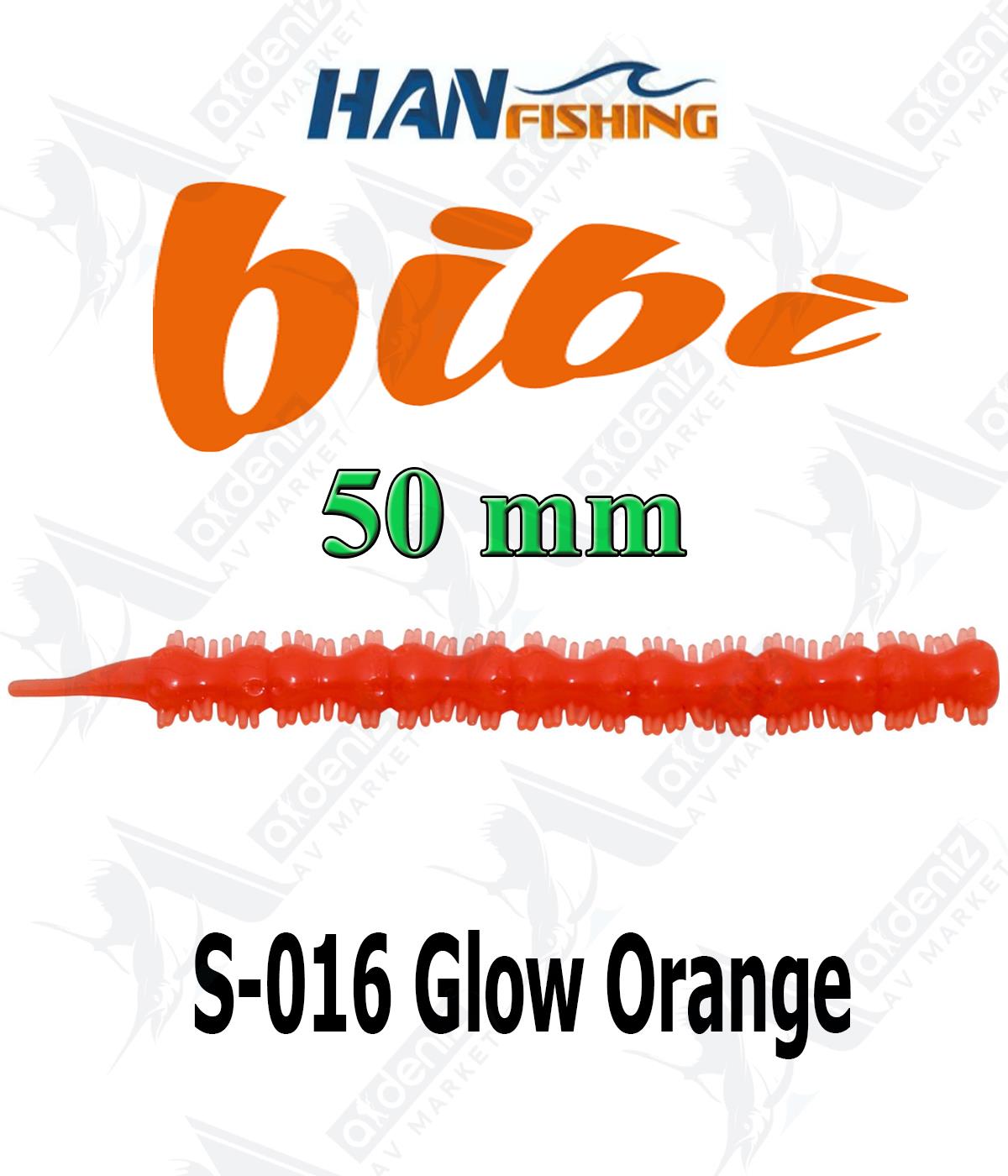 Hanfish Bibi 50 mm Lrf/Aji Silikon Kurt 18' li Paket #S-016 Glow OrangeHAN FİSHİNG